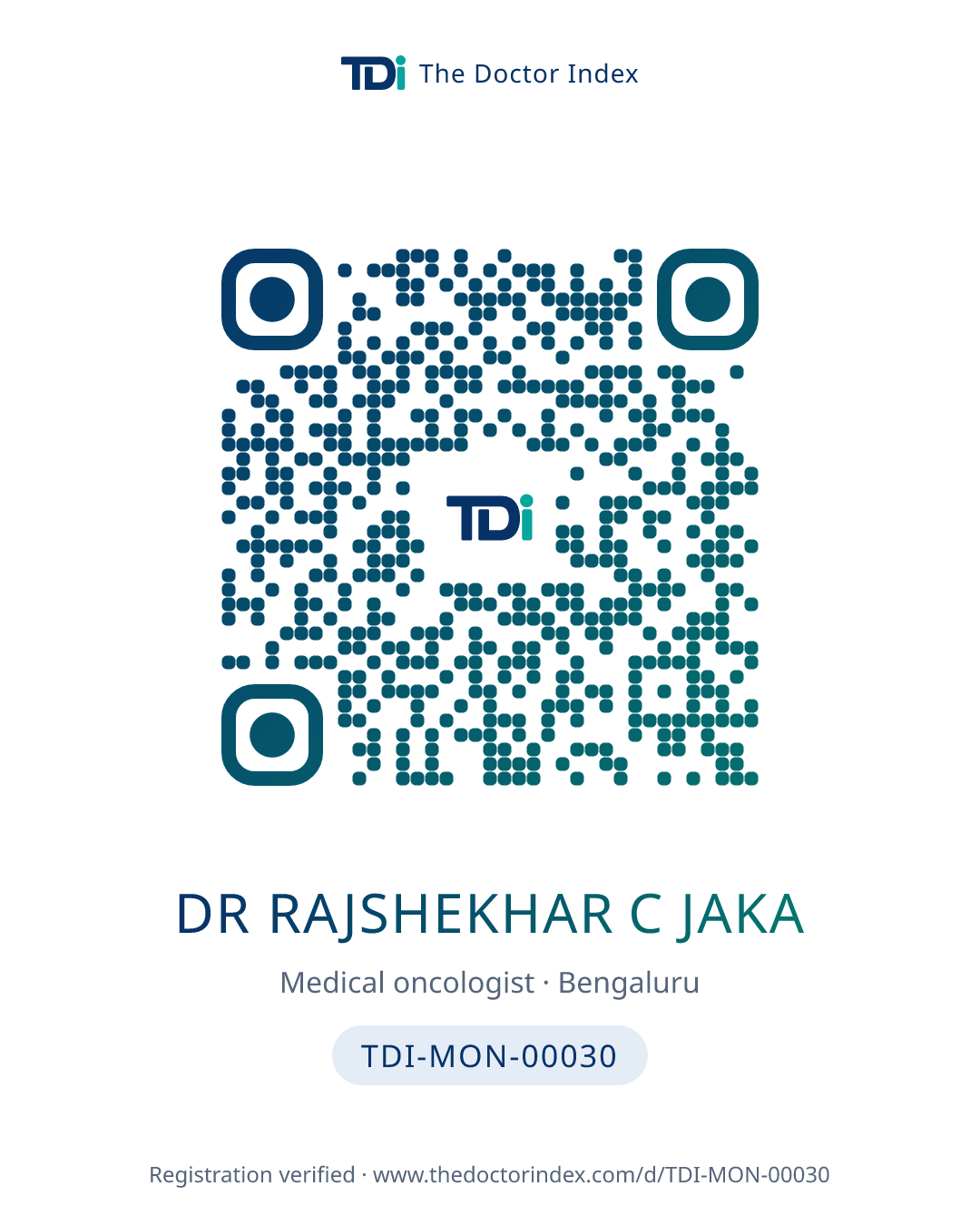 QR card for Dr Rajshekhar C Jaka, TDI-MON-00030