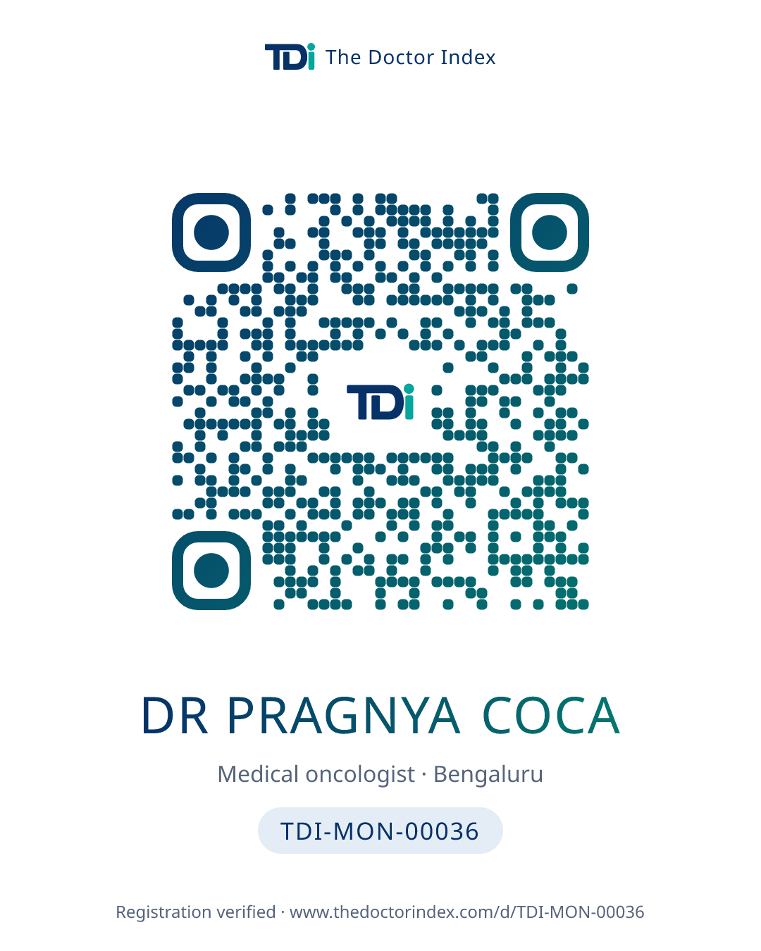QR card for Dr Pragnya Coca, TDI-MON-00036