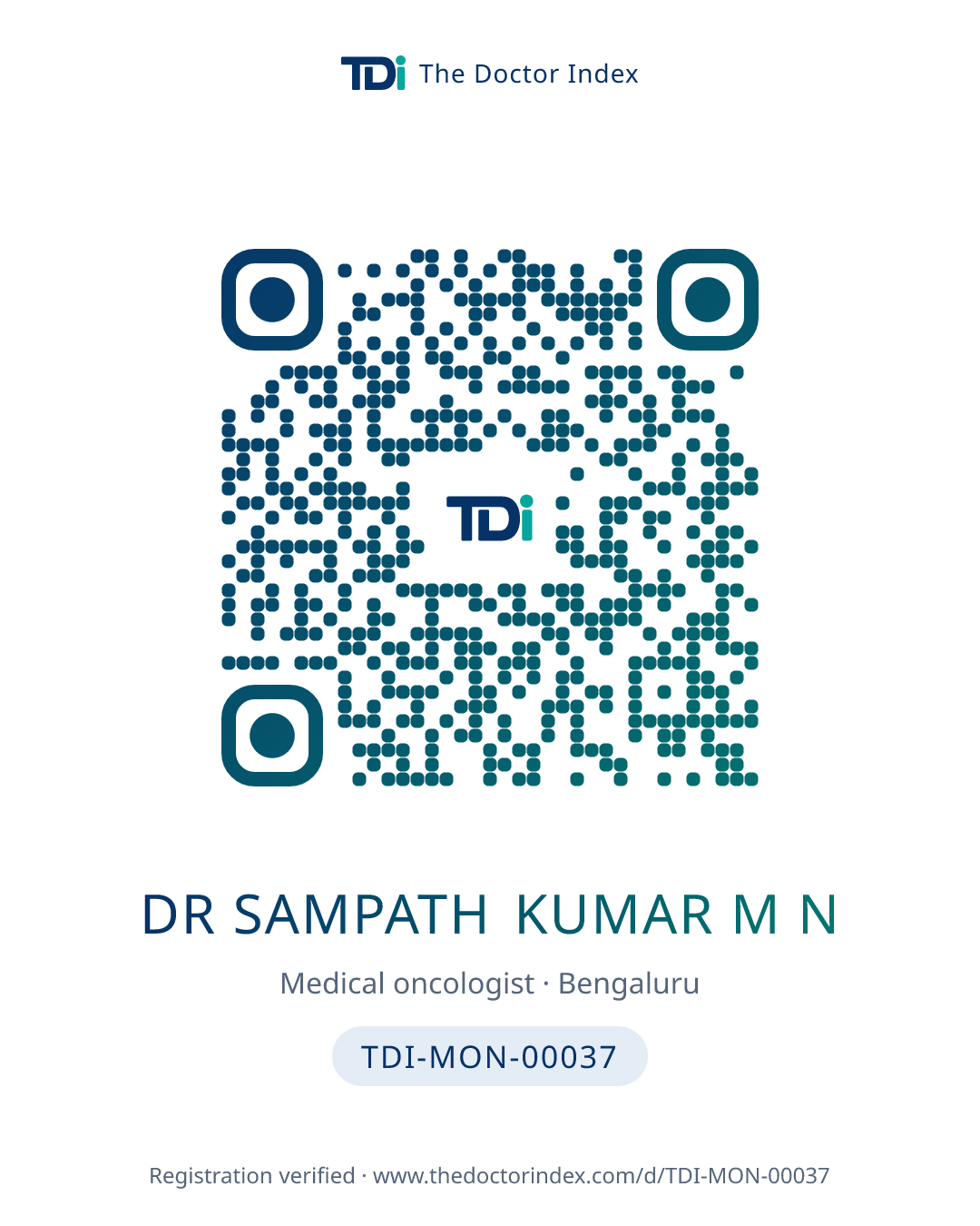 QR card for Dr Sampath Kumar M N, TDI-MON-00037