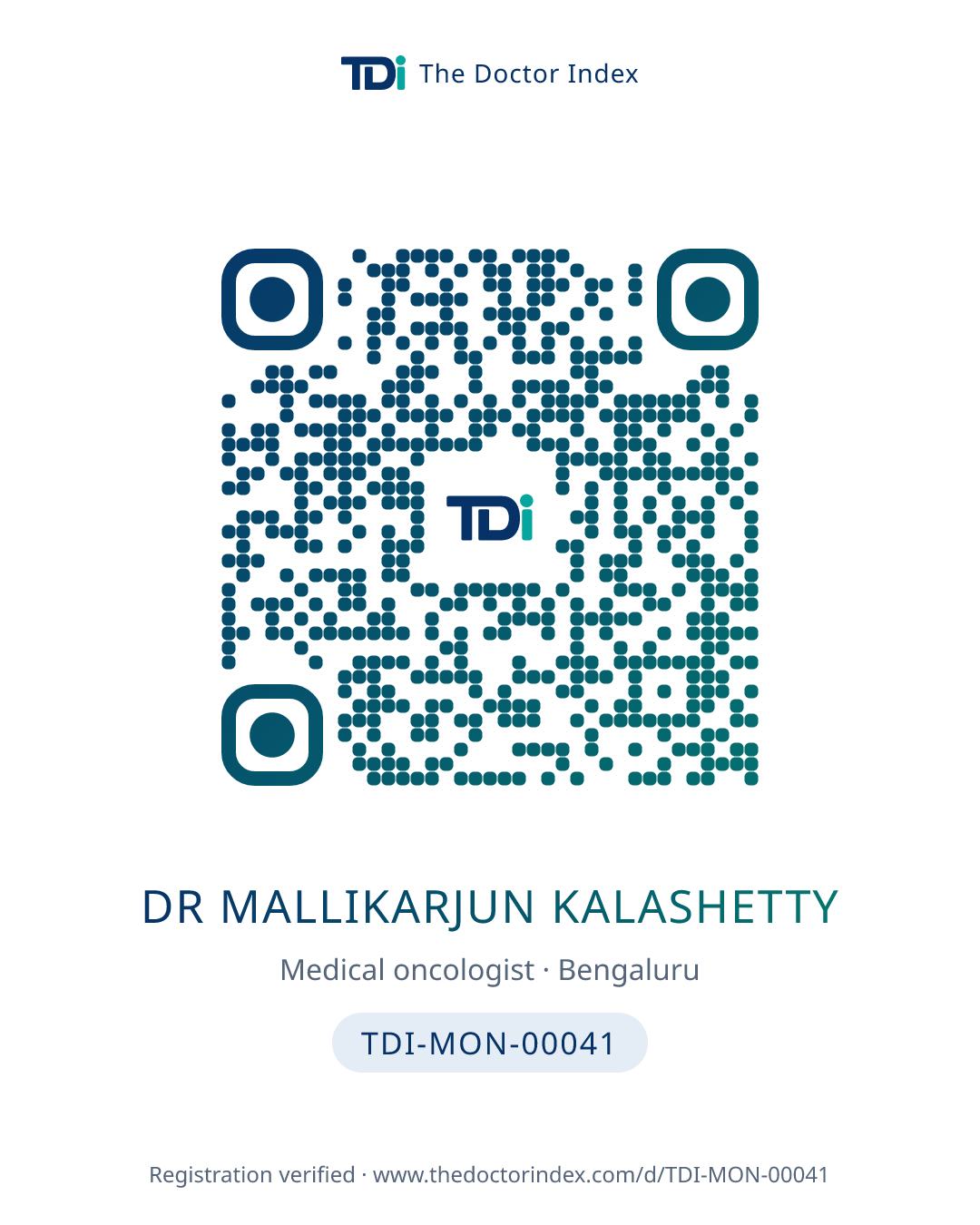 QR card for Dr Mallikarjun Kalashetty, TDI-MON-00041
