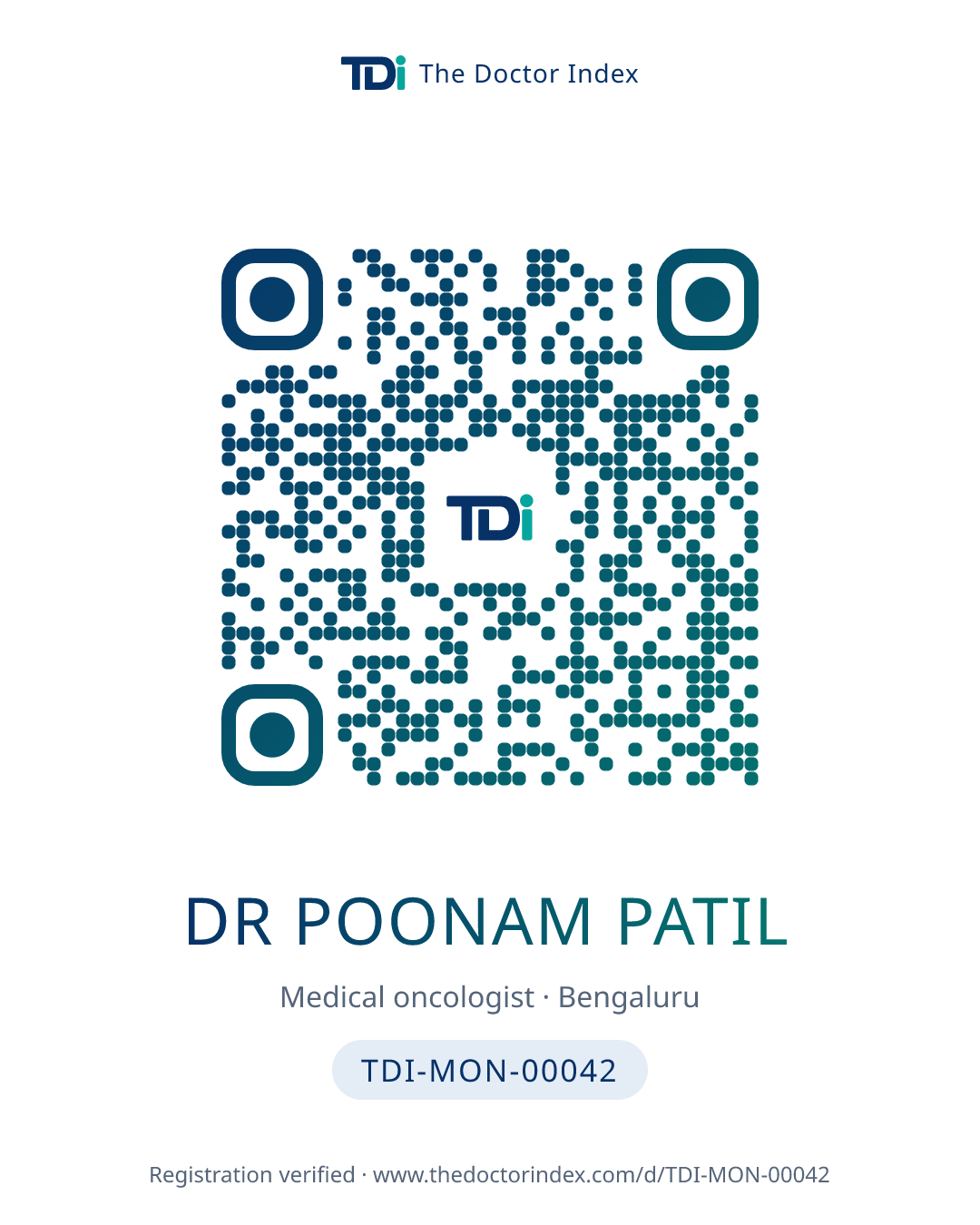 QR card for Dr Poonam Patil, TDI-MON-00042