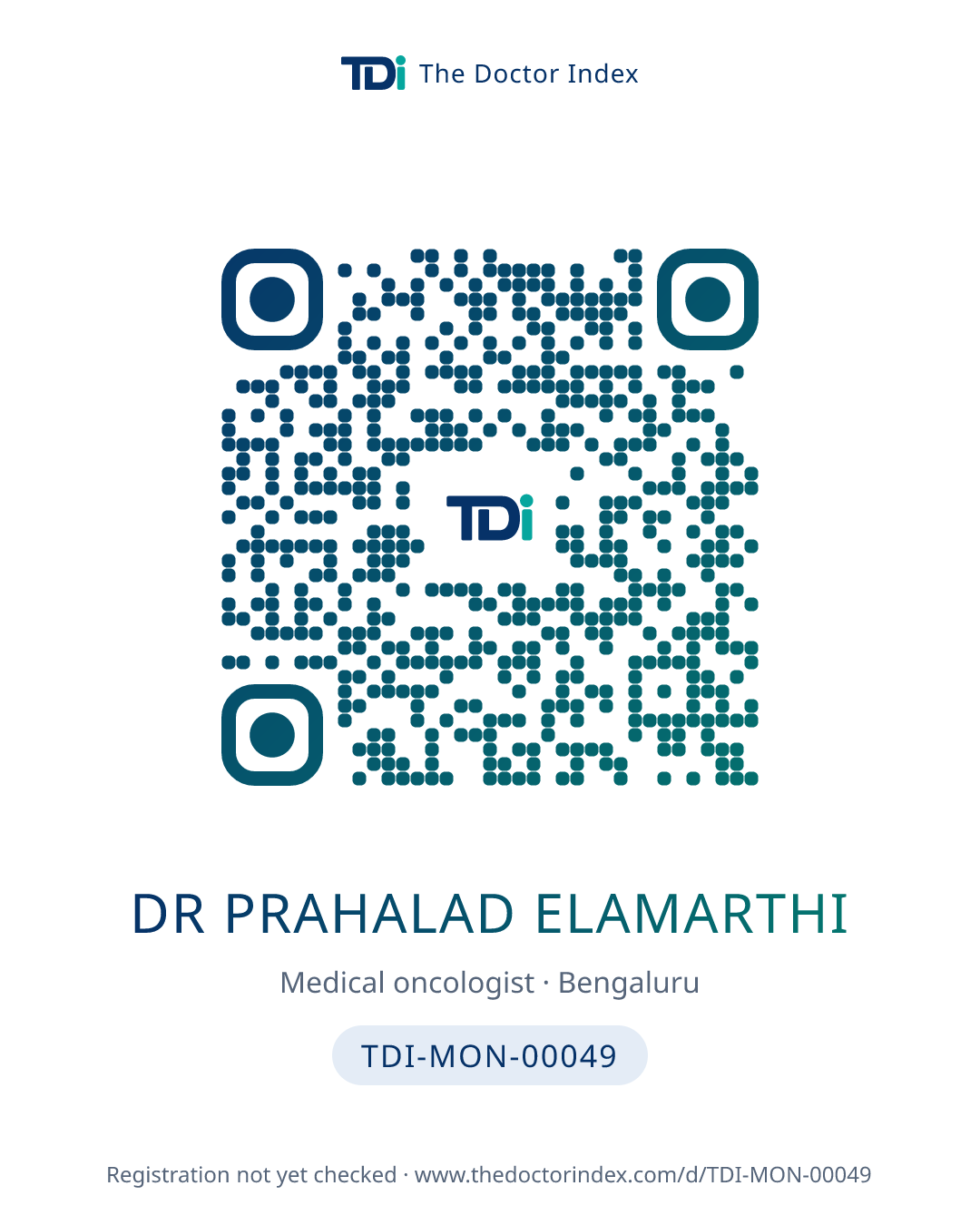 QR card for Dr Prahalad Elamarthi, TDI-MON-00049