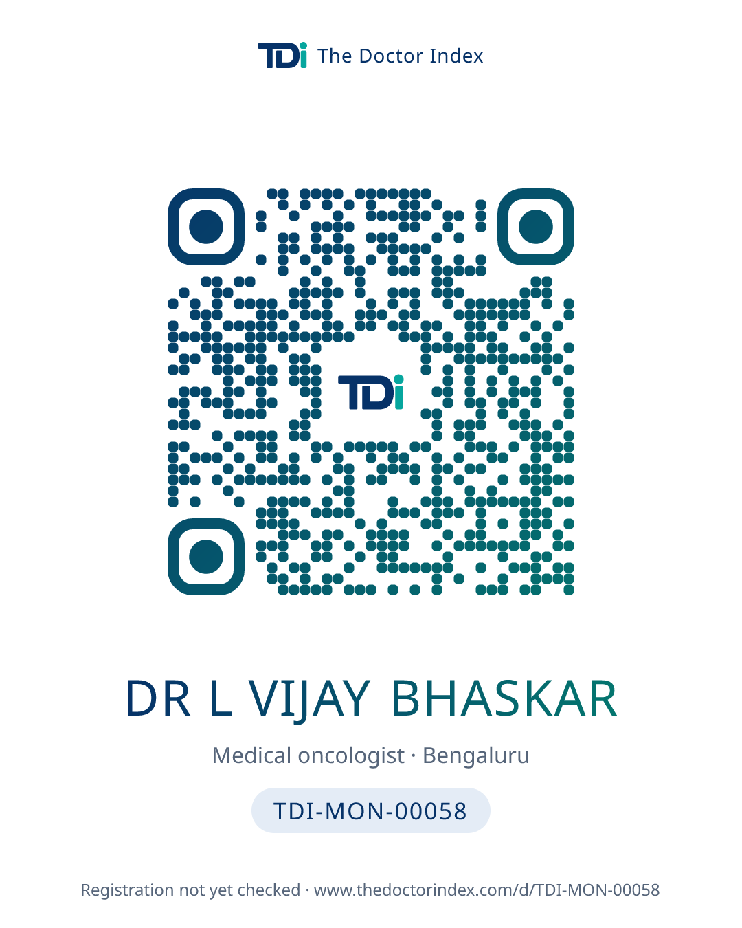 QR card for Dr L Vijay Bhaskar, TDI-MON-00058