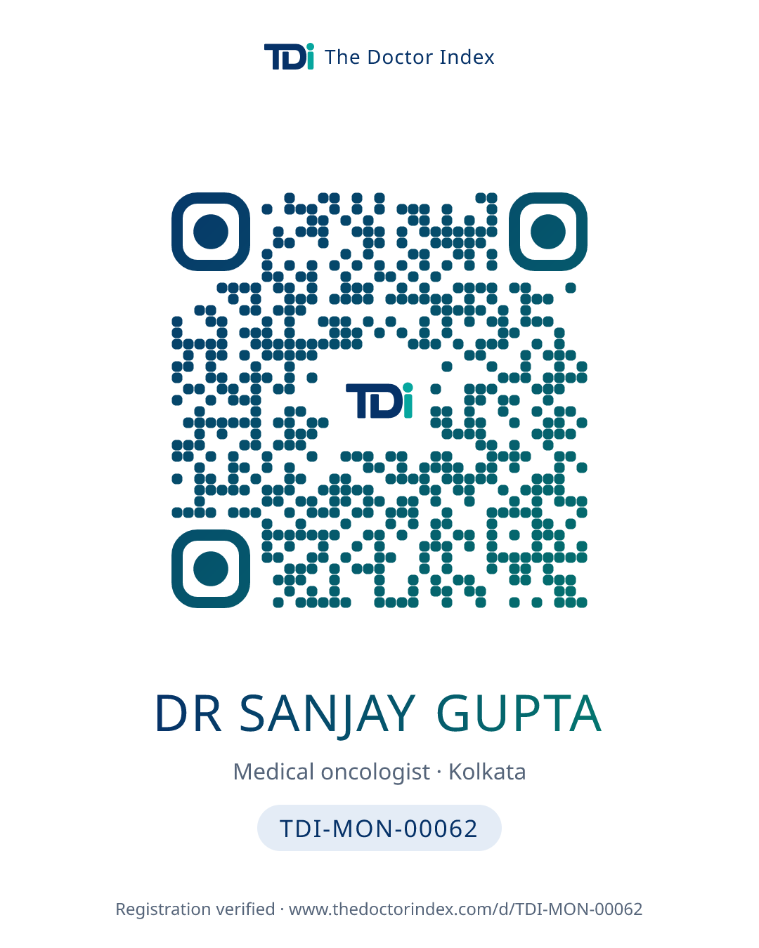 QR card for Dr Sanjay Gupta, TDI-MON-00062