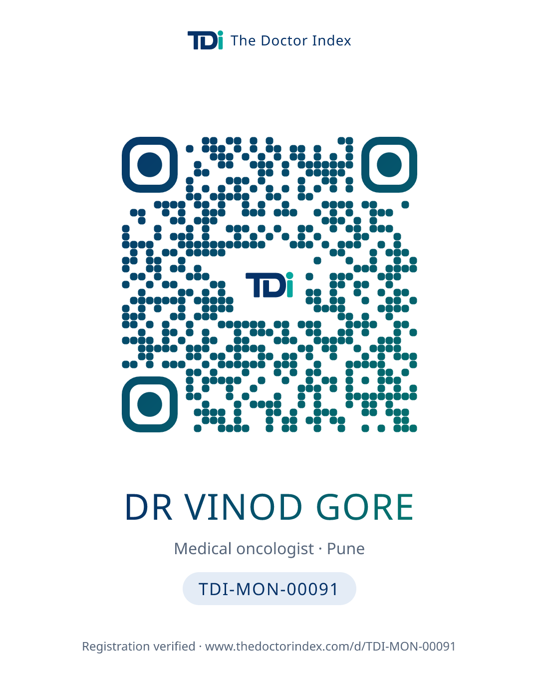 QR card for Dr Vinod Gore, TDI-MON-00091