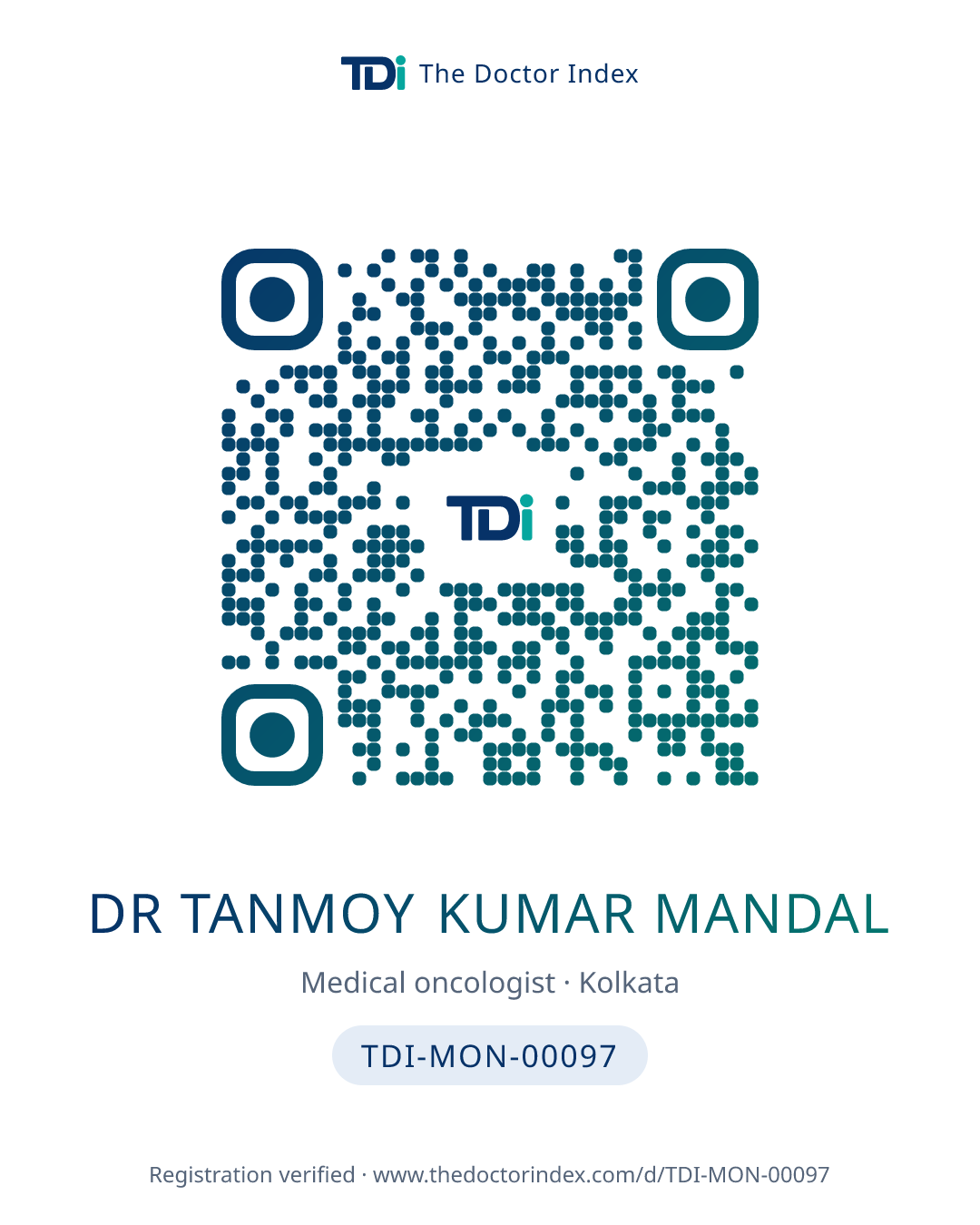 QR card for Dr Tanmoy Kumar Mandal, TDI-MON-00097
