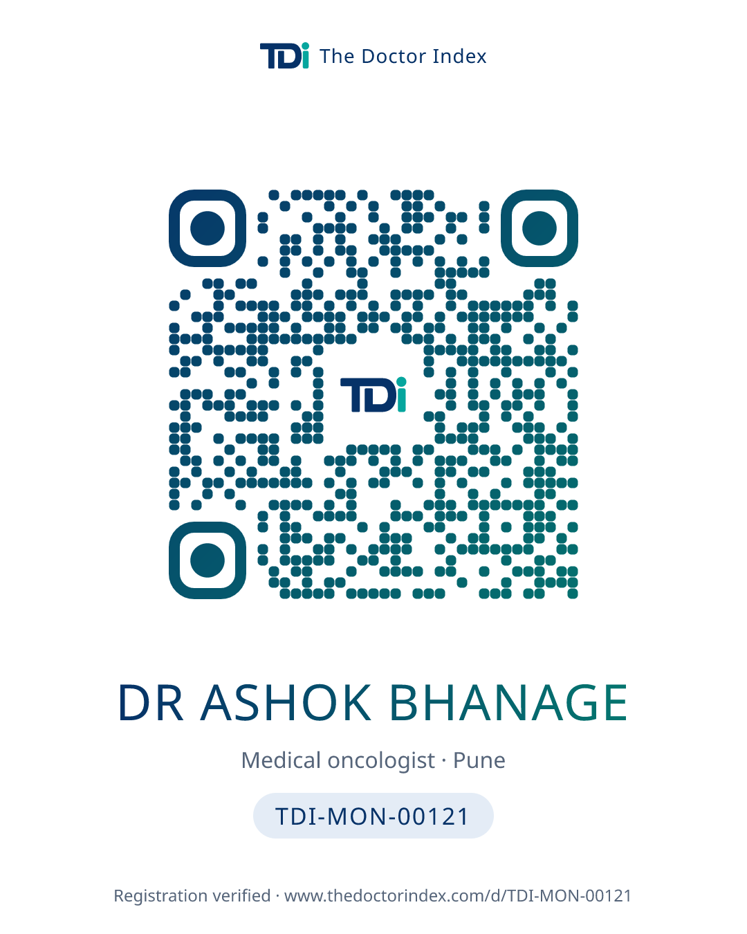 QR card for Dr Ashok Bhanage, TDI-MON-00121