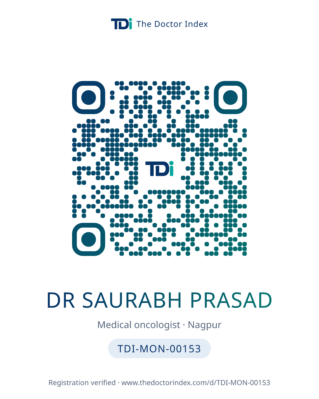 QR card for Dr Saurabh Prasad, TDI-MON-00153