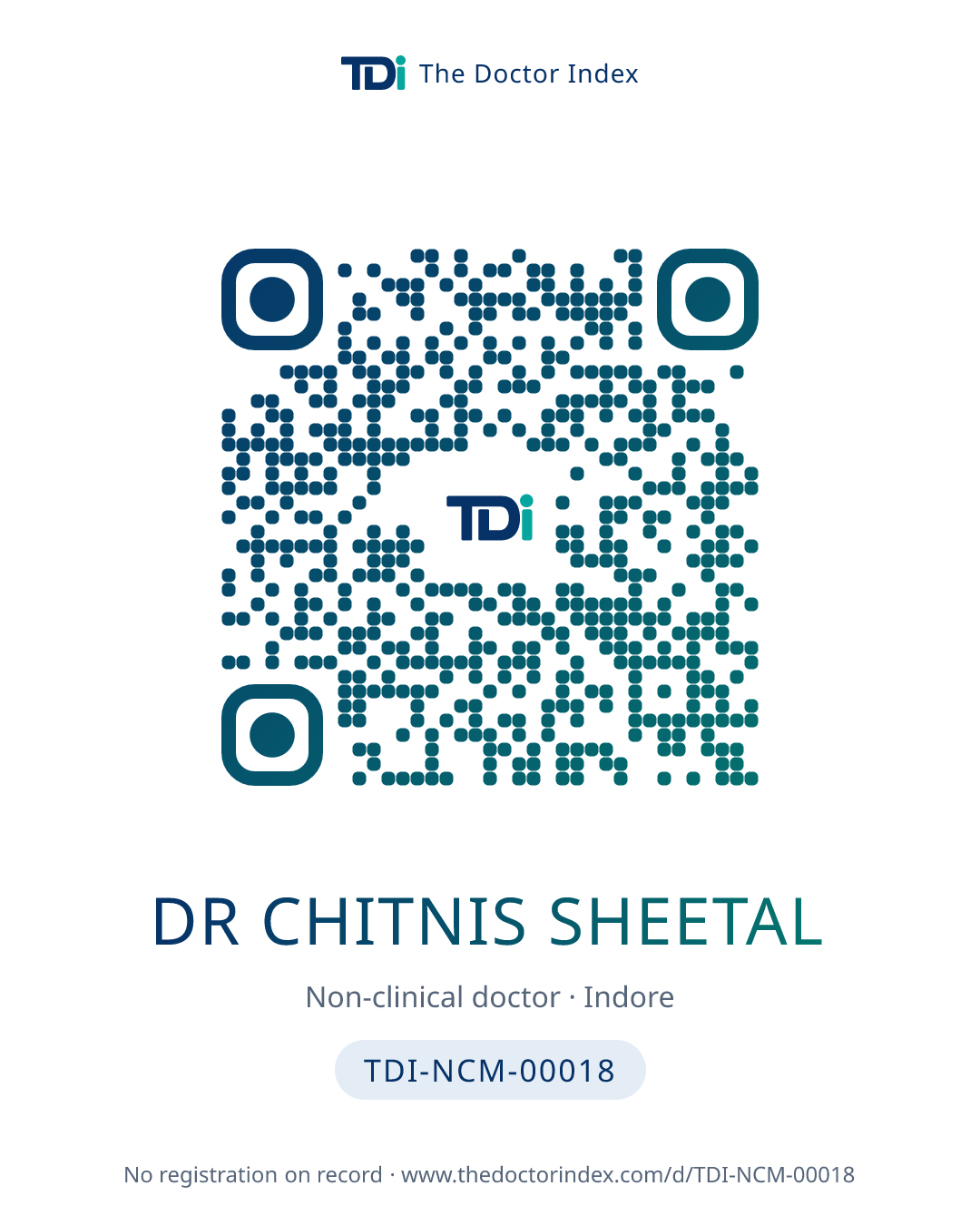 QR card for Dr Chitnis Sheetal, TDI-NCM-00018
