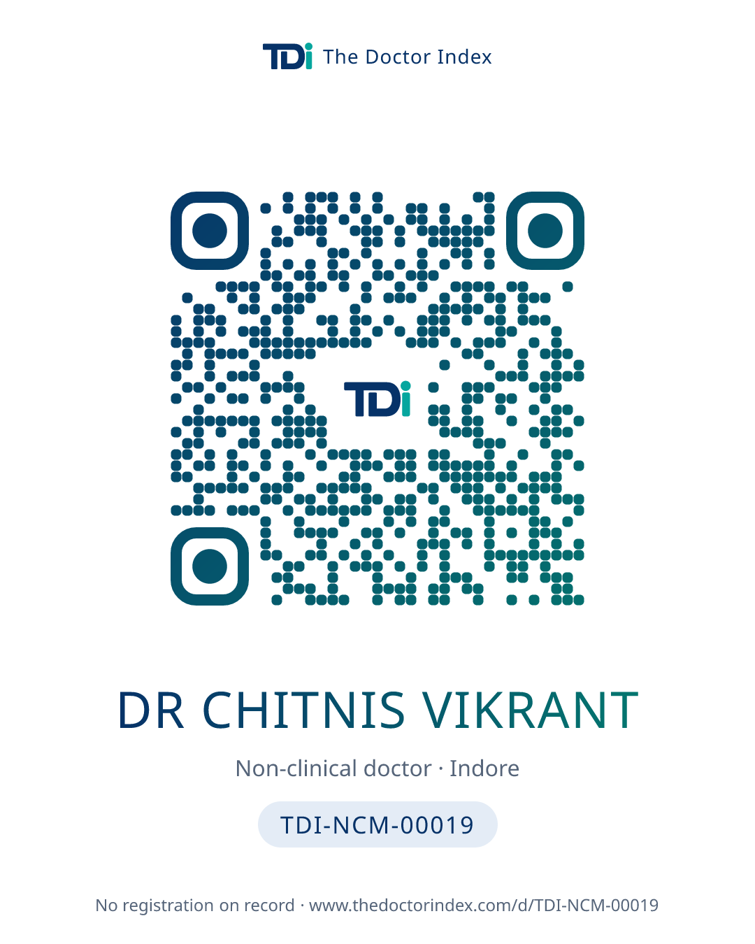 QR card for Dr Chitnis Vikrant, TDI-NCM-00019