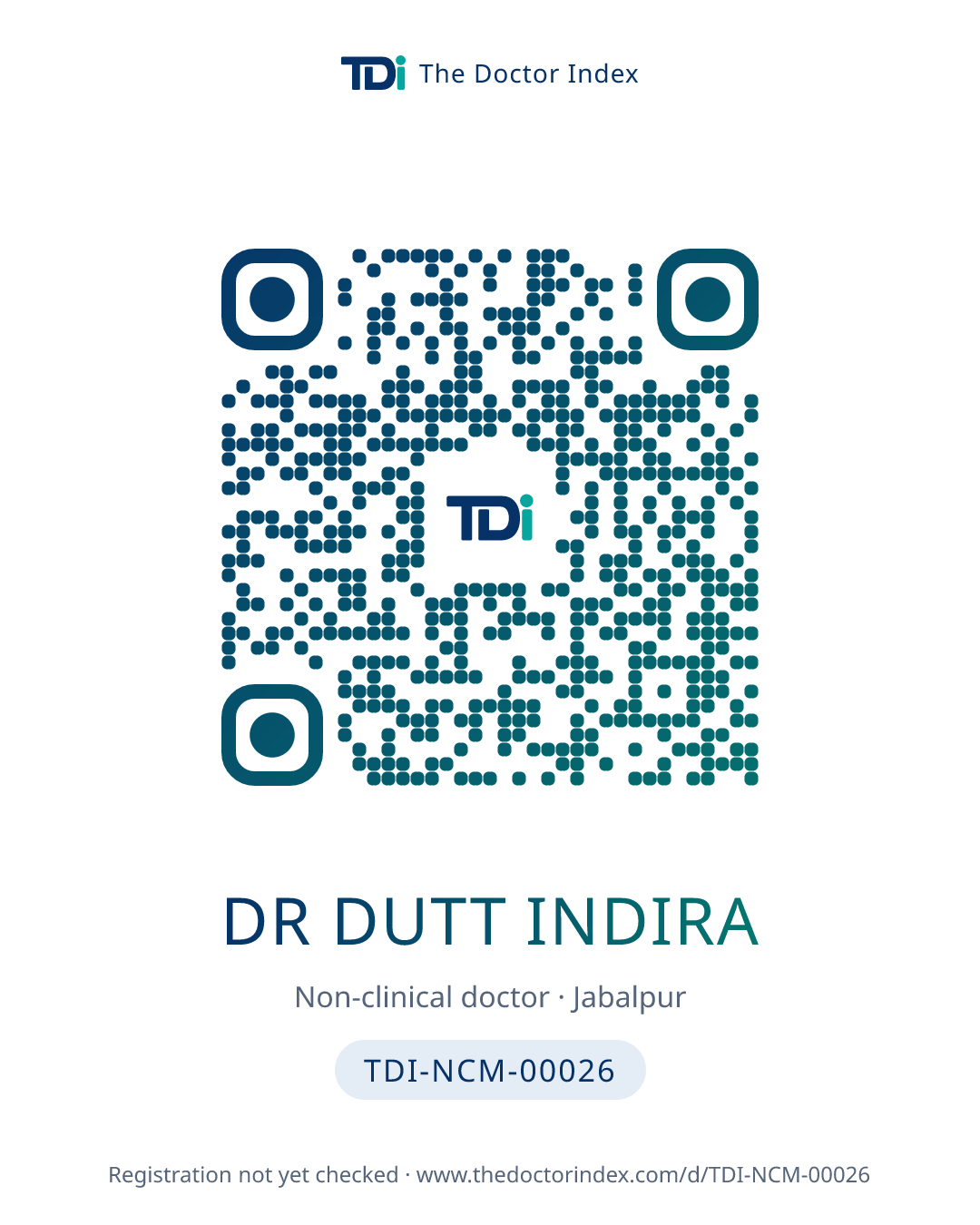 QR card for Dr Dutt Indira, TDI-NCM-00026