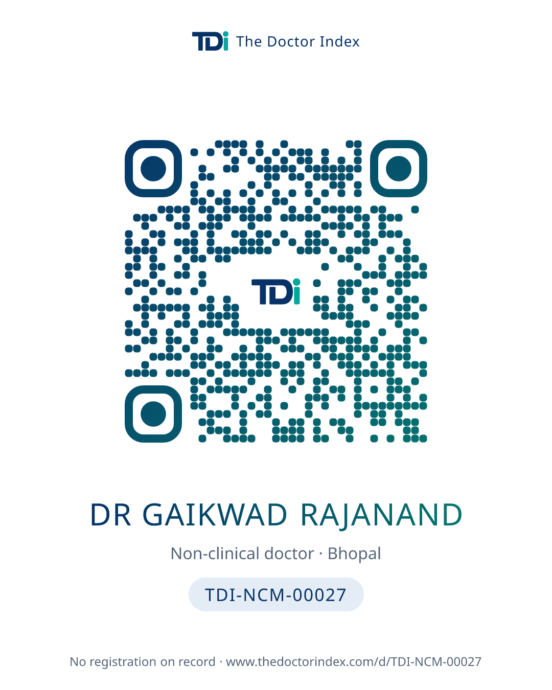QR card for Dr Gaikwad Rajanand, TDI-NCM-00027