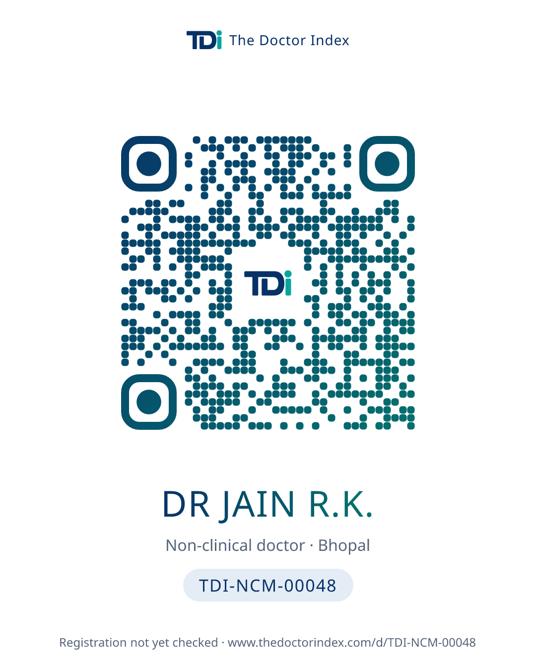 QR card for Dr Jain R.K., TDI-NCM-00048