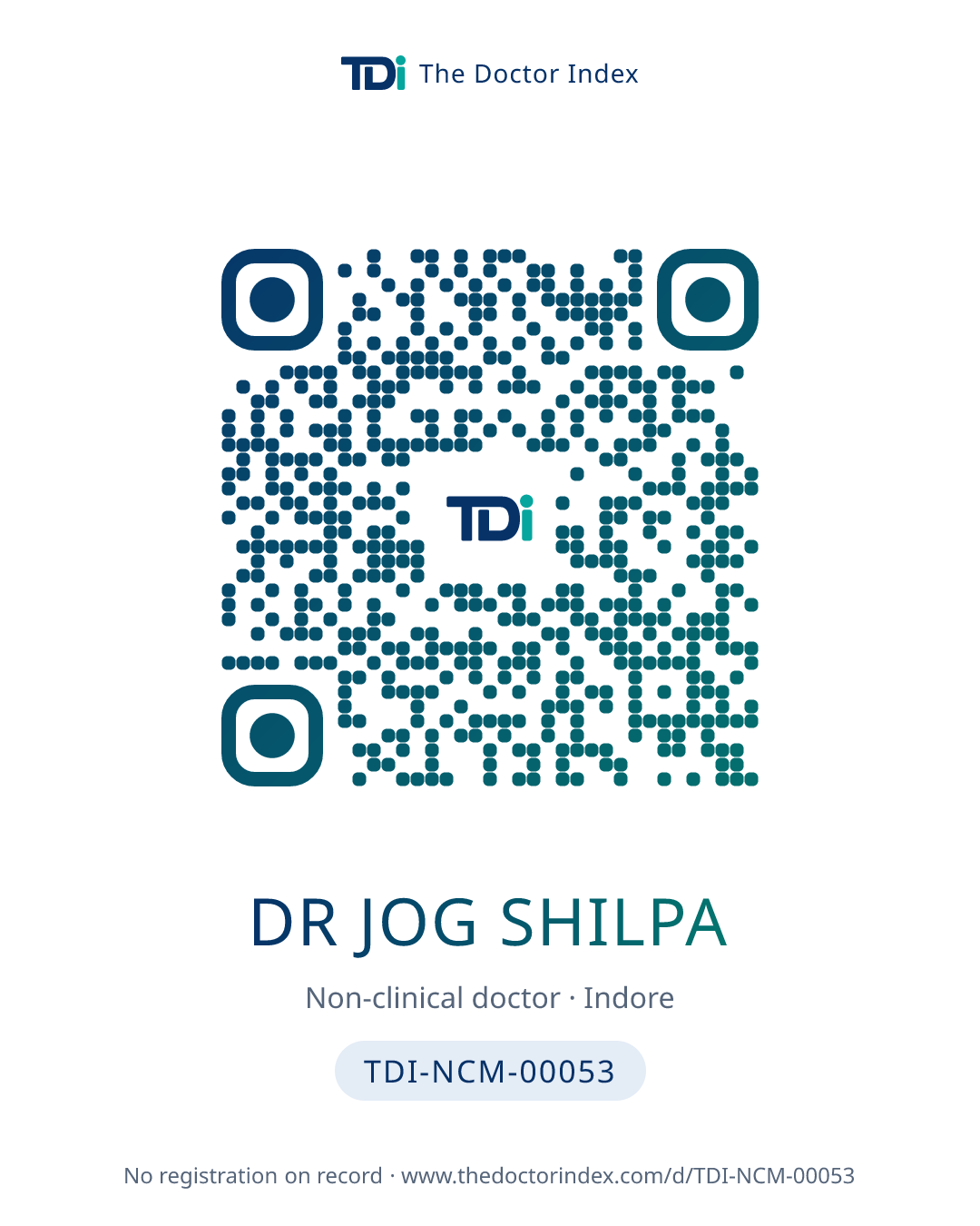 QR card for Dr Jog Shilpa, TDI-NCM-00053