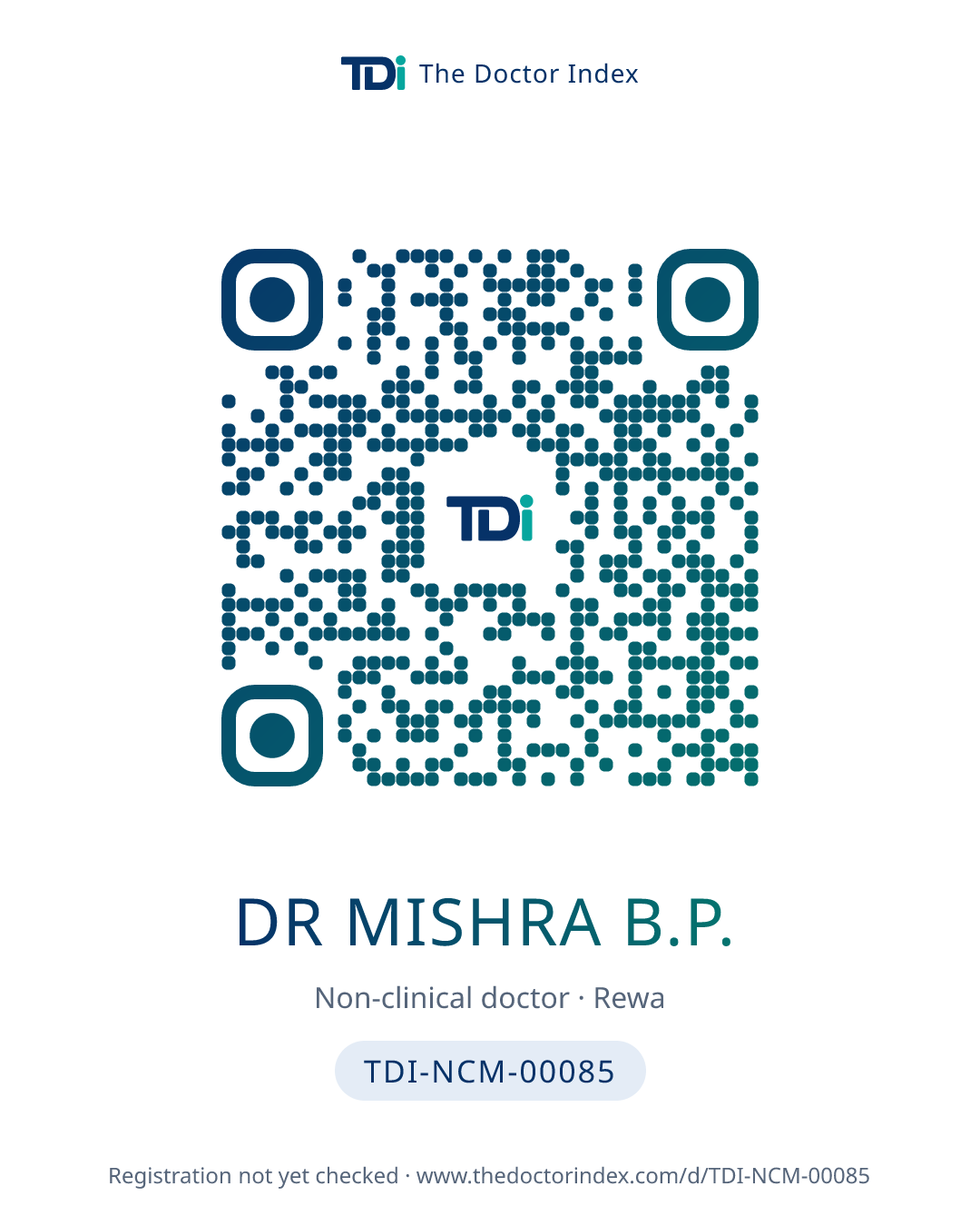 QR card for Dr Mishra B.P., TDI-NCM-00085