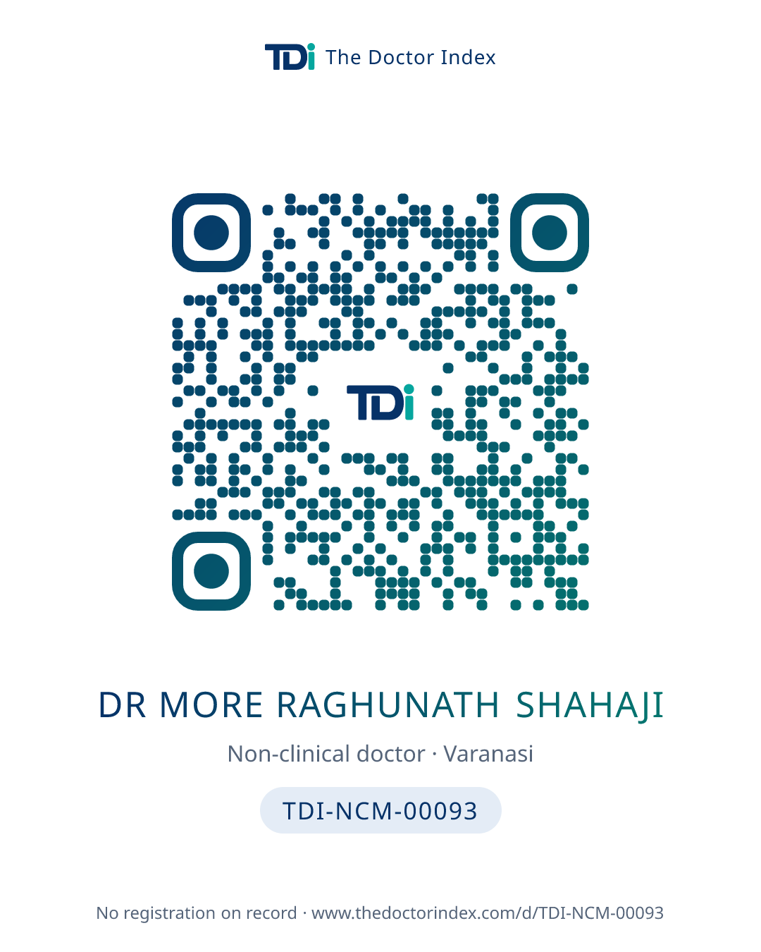 QR card for Dr More Raghunath Shahaji, TDI-NCM-00093