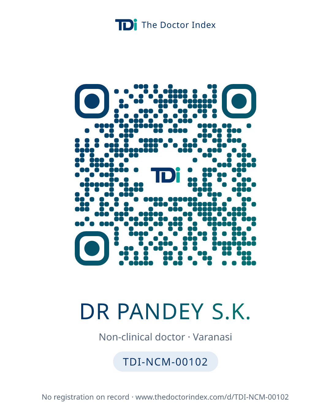 QR card for Dr Pandey S.K., TDI-NCM-00102