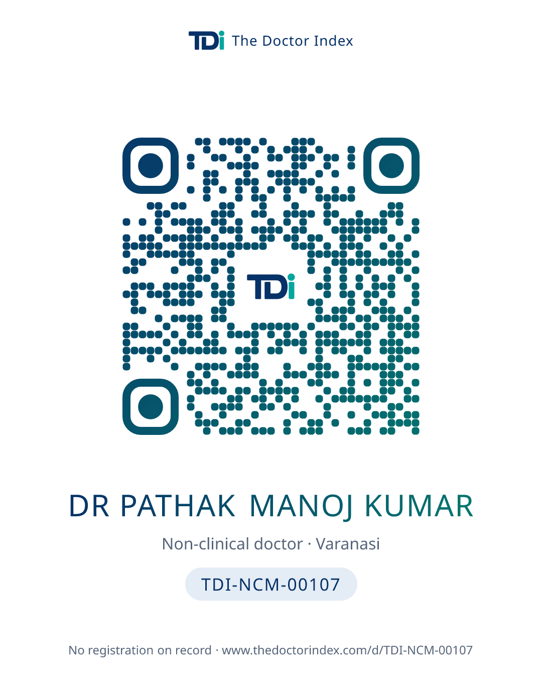 QR card for Dr Pathak Manoj Kumar, TDI-NCM-00107