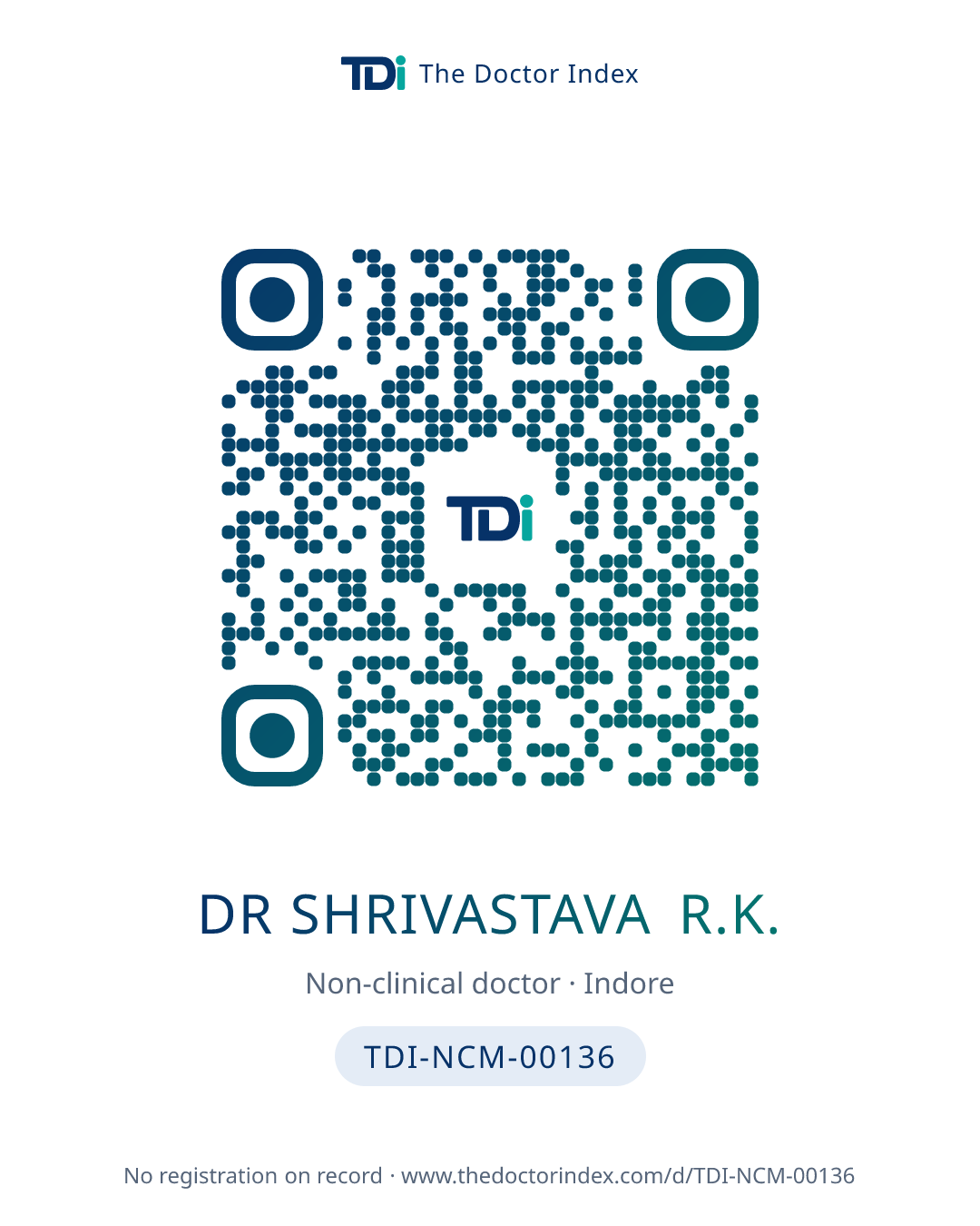 QR card for Dr Shrivastava R.K., TDI-NCM-00136