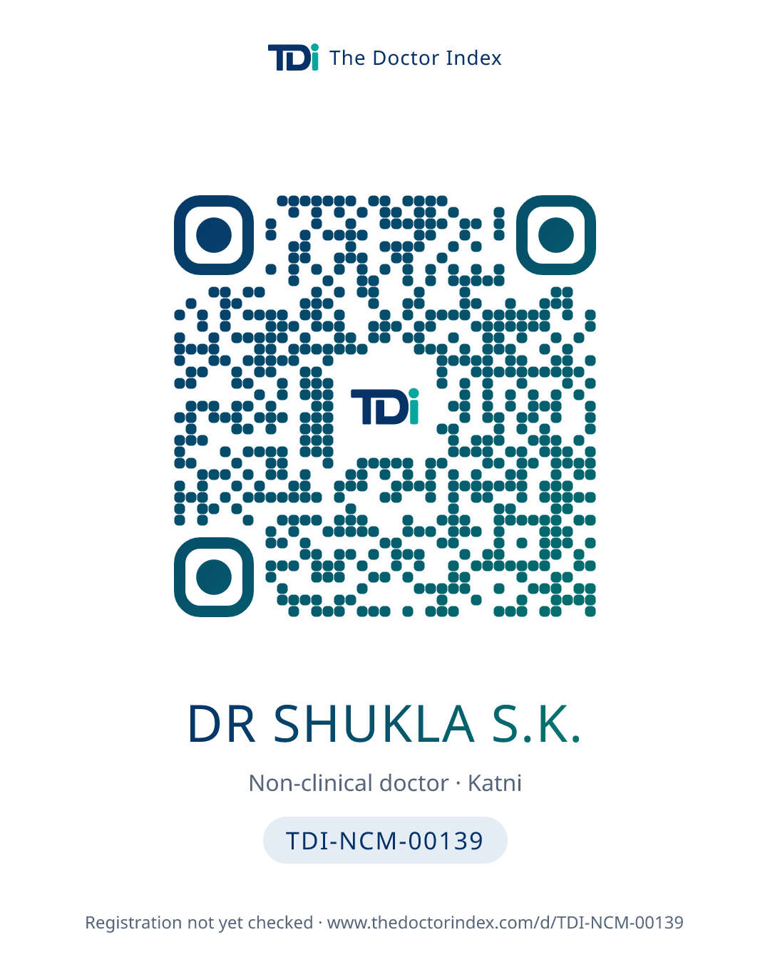 QR card for Dr Shukla S.K., TDI-NCM-00139