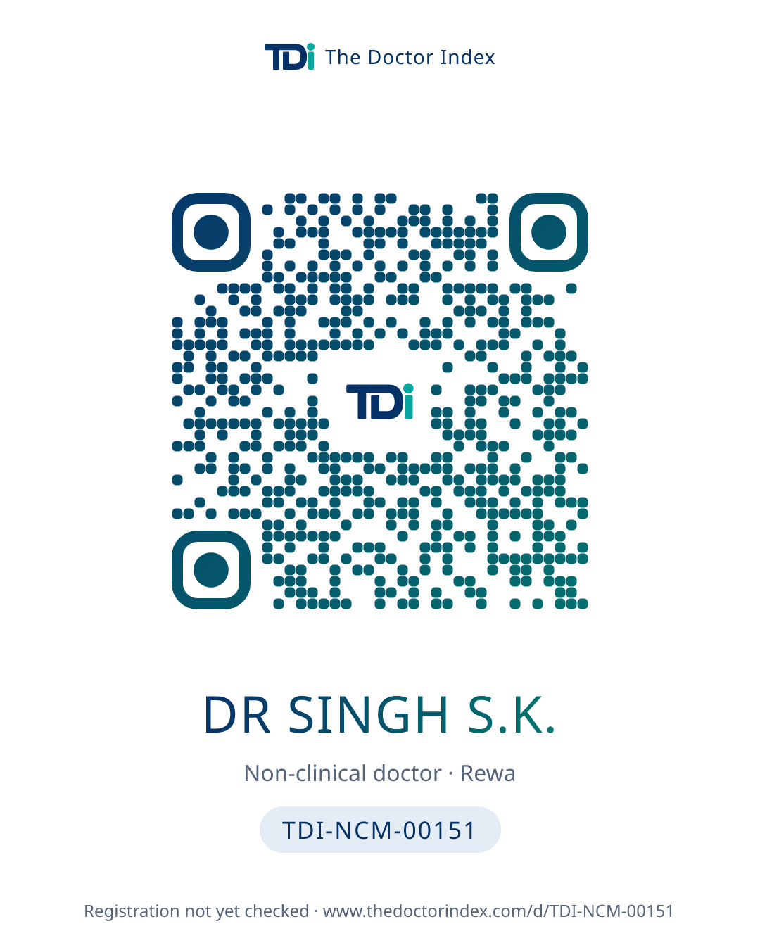 QR card for Dr Singh S.K., TDI-NCM-00151