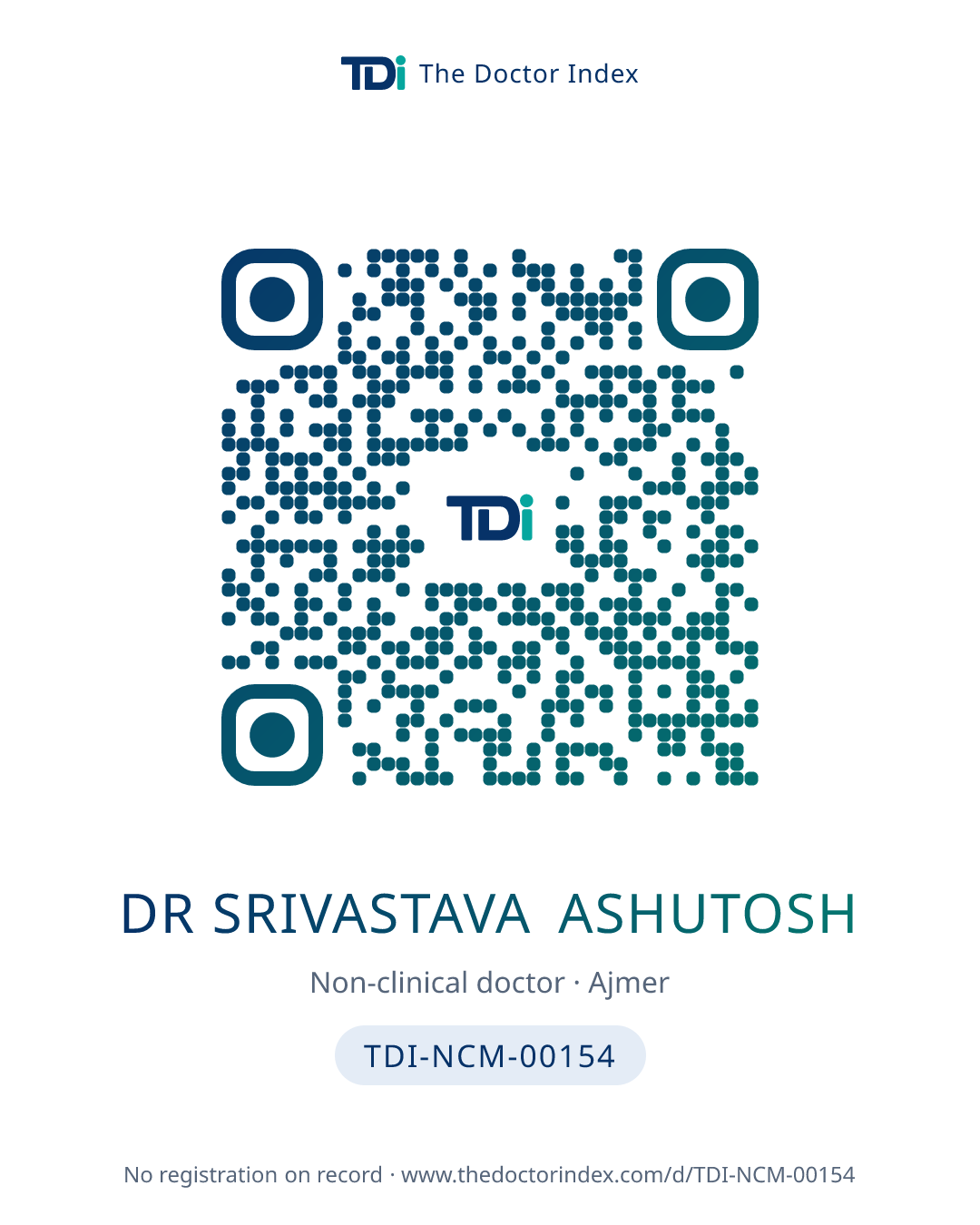 QR card for Dr Srivastava Ashutosh, TDI-NCM-00154