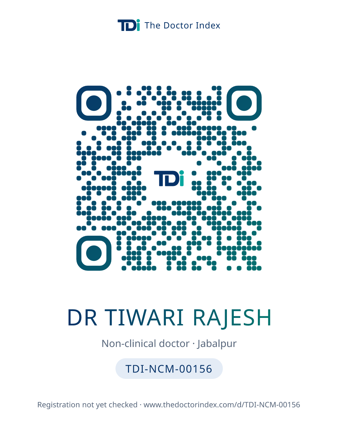 QR card for Dr Tiwari Rajesh, TDI-NCM-00156