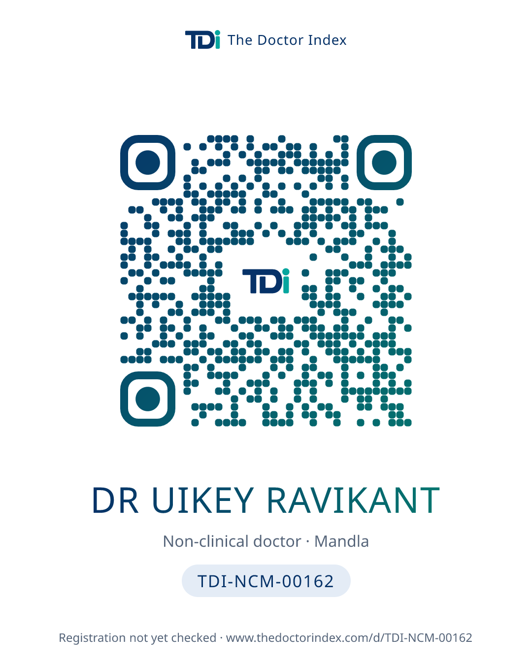 QR card for Dr Uikey Ravikant, TDI-NCM-00162