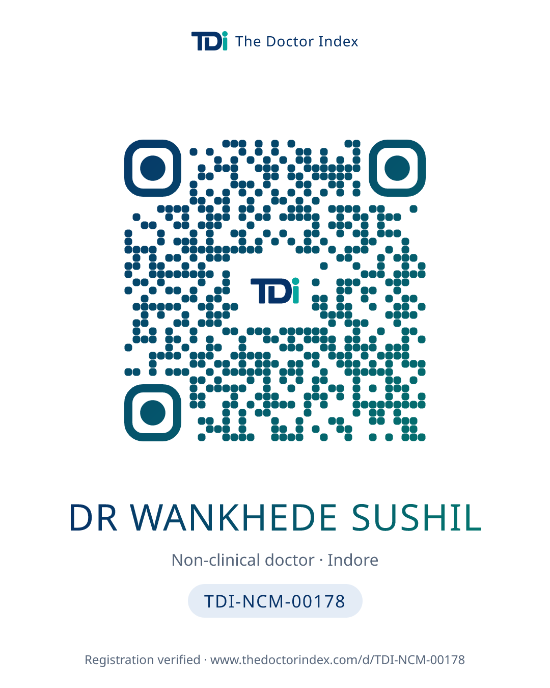 QR card for Dr Wankhede Sushil, TDI-NCM-00178