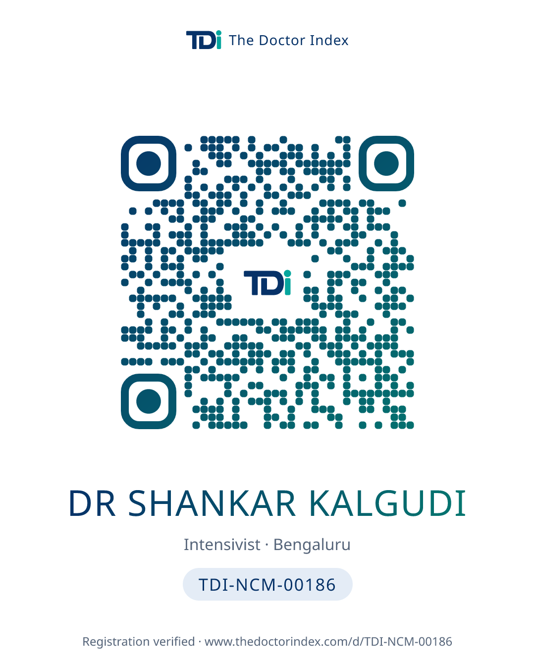 QR card for Dr Shankar Kalgudi, TDI-NCM-00186