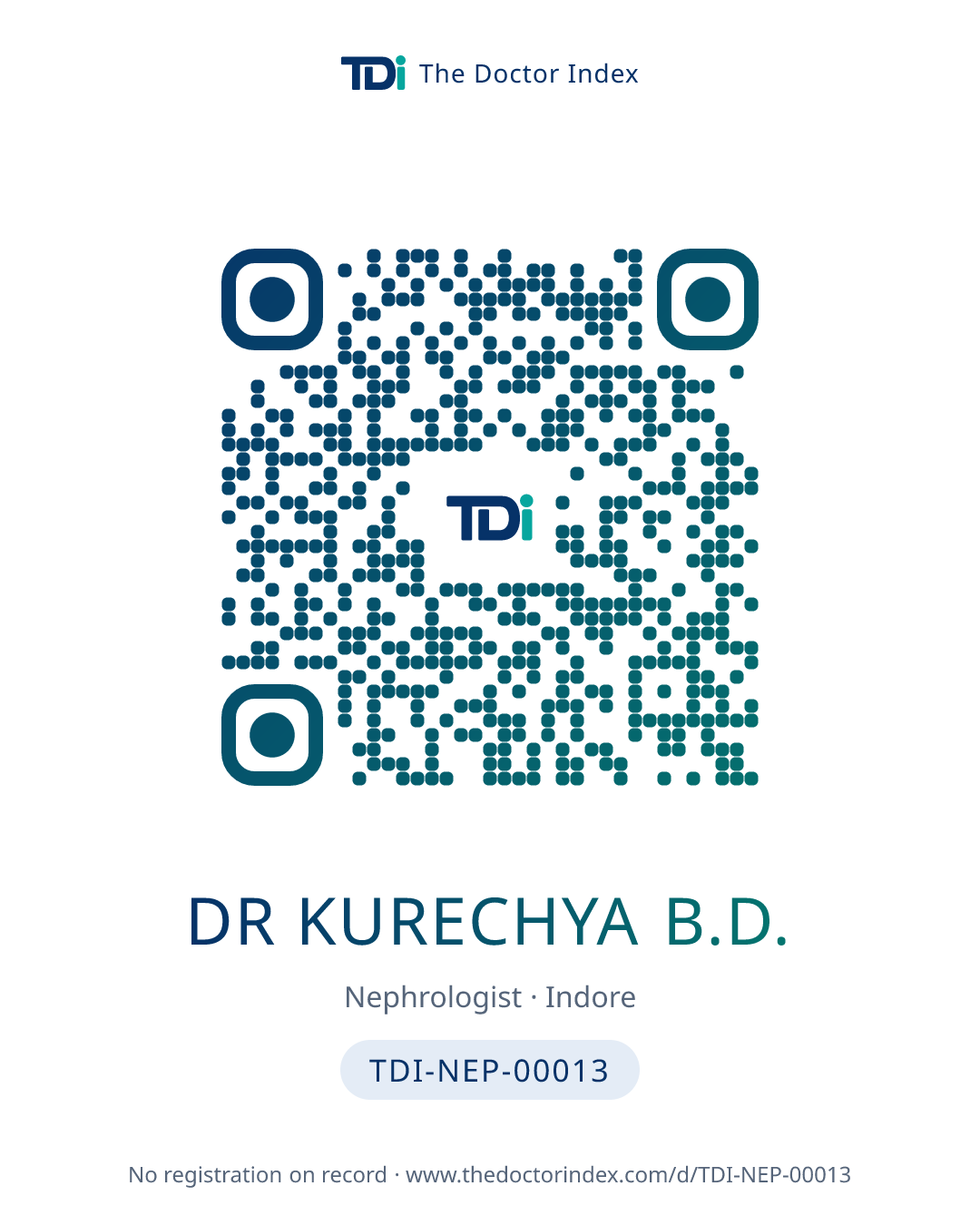 QR card for Dr Kurechya B.D., TDI-NEP-00013