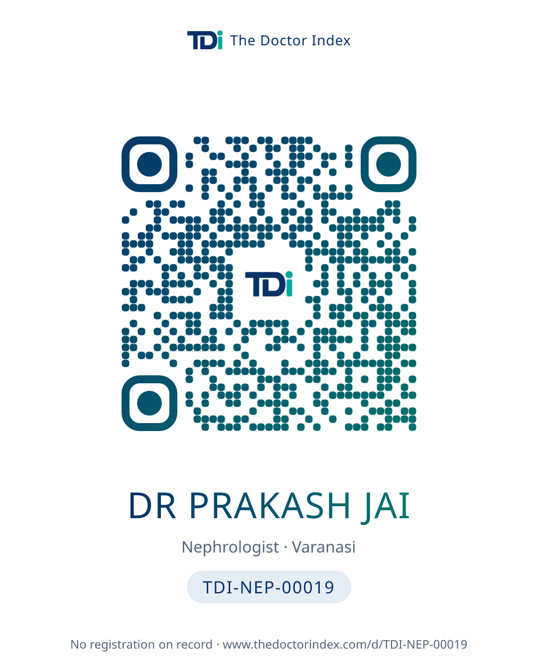 QR card for Dr Prakash Jai, TDI-NEP-00019