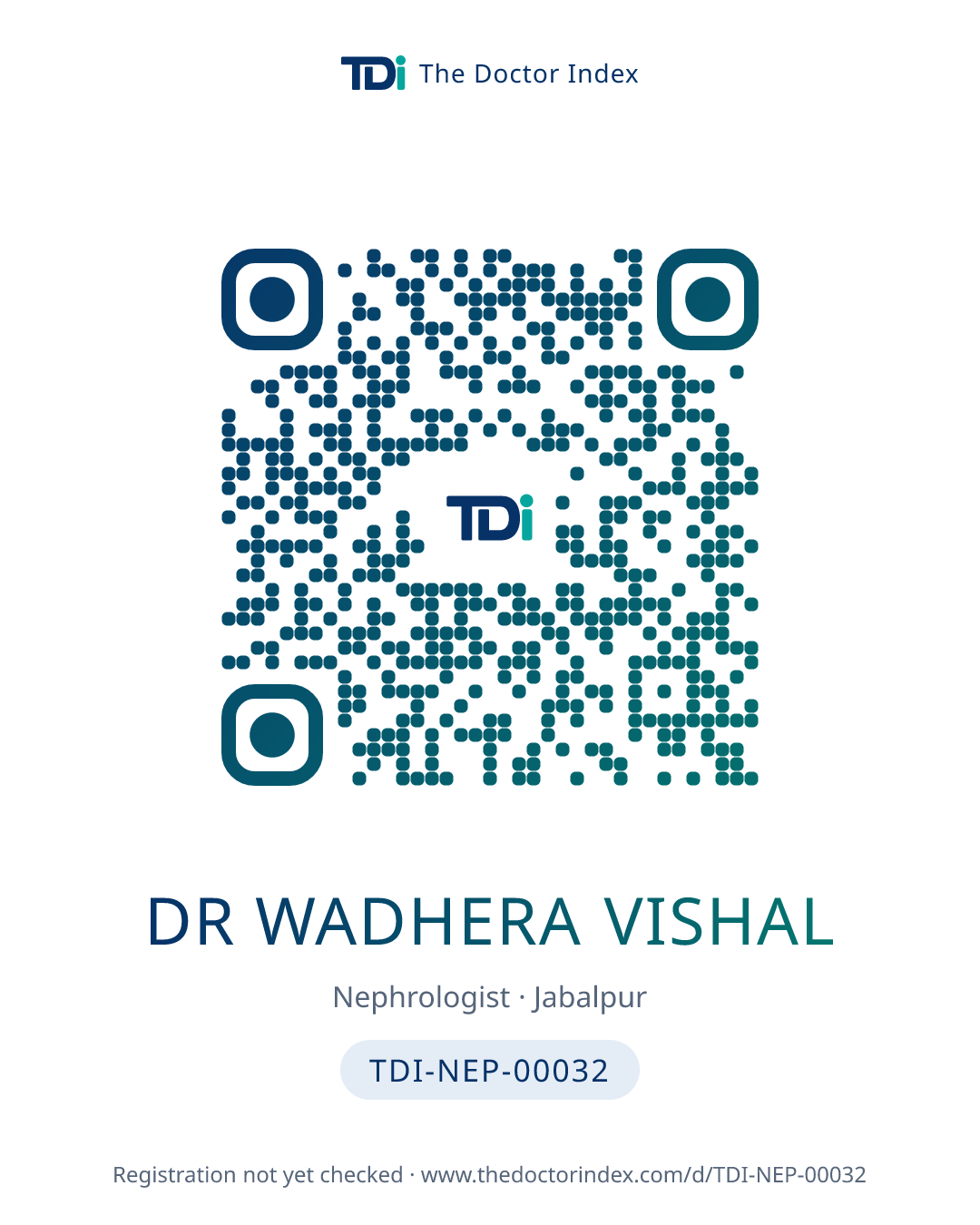 QR card for Dr Wadhera Vishal, TDI-NEP-00032