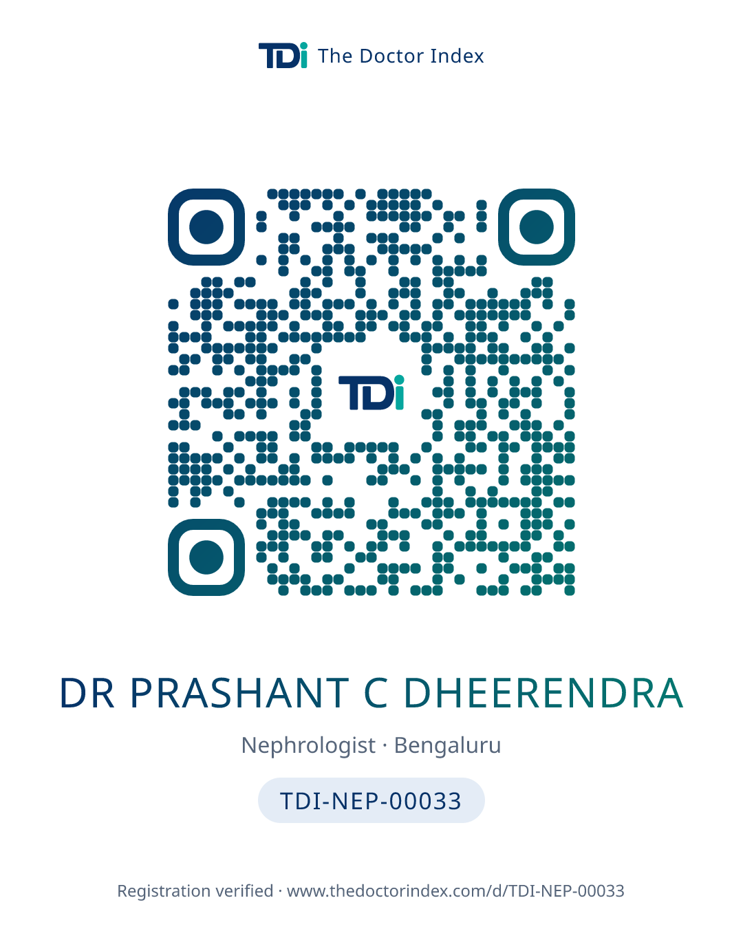 QR card for Dr Prashant C Dheerendra, TDI-NEP-00033