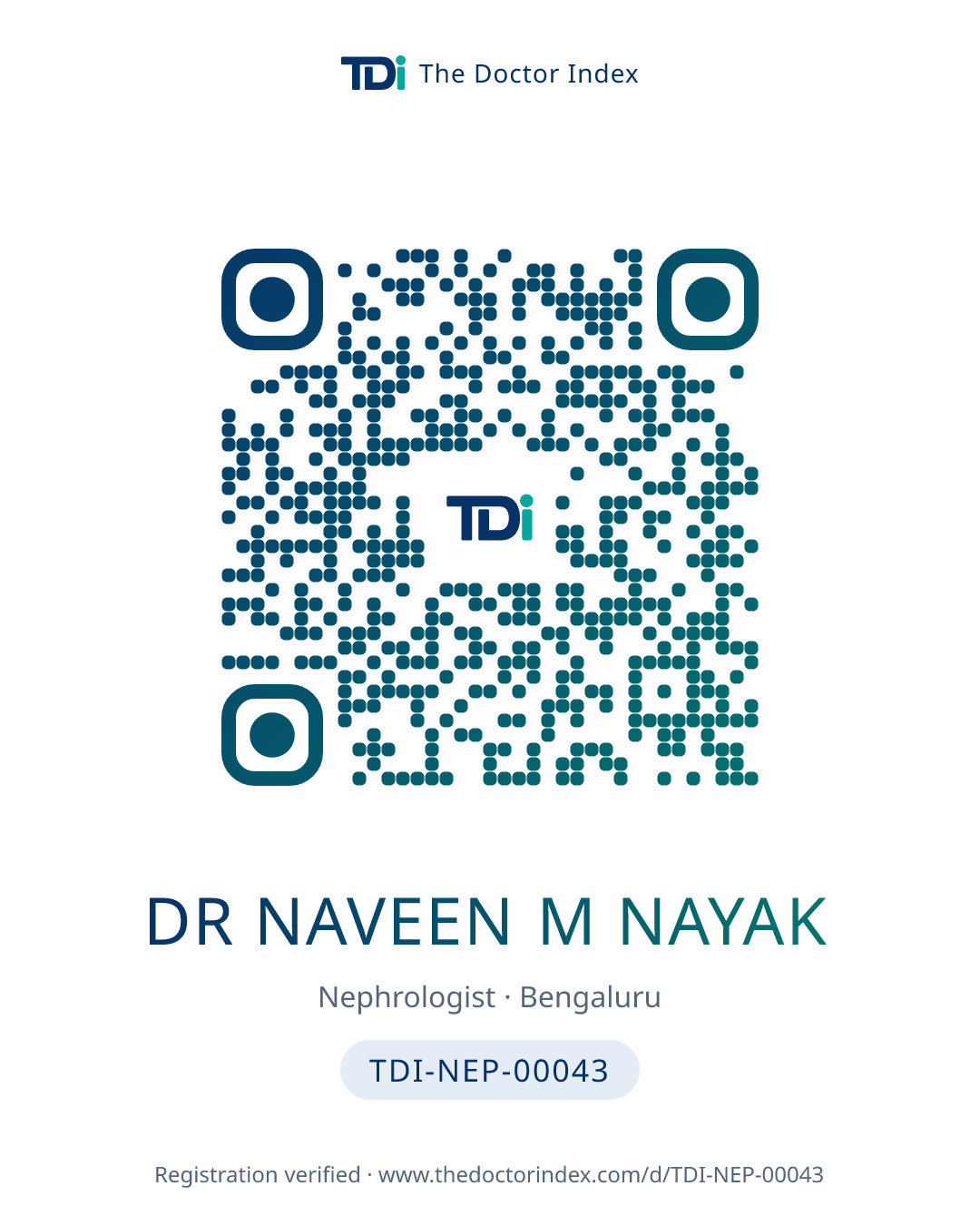 QR card for Dr Naveen M Nayak, TDI-NEP-00043