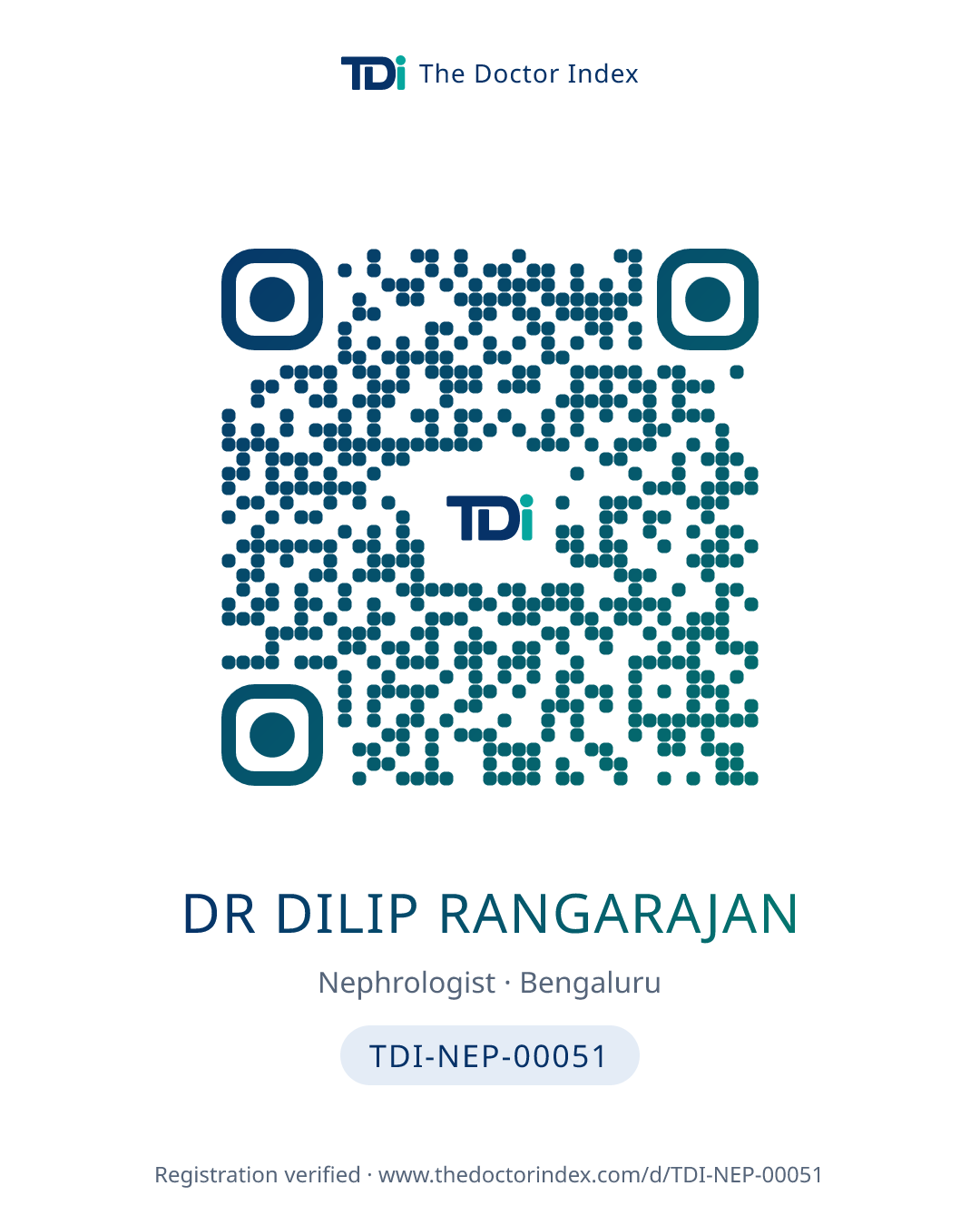 QR card for Dr Dilip Rangarajan, TDI-NEP-00051