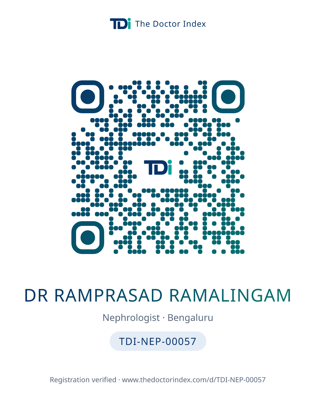 QR card for Dr Ramprasad Ramalingam, TDI-NEP-00057
