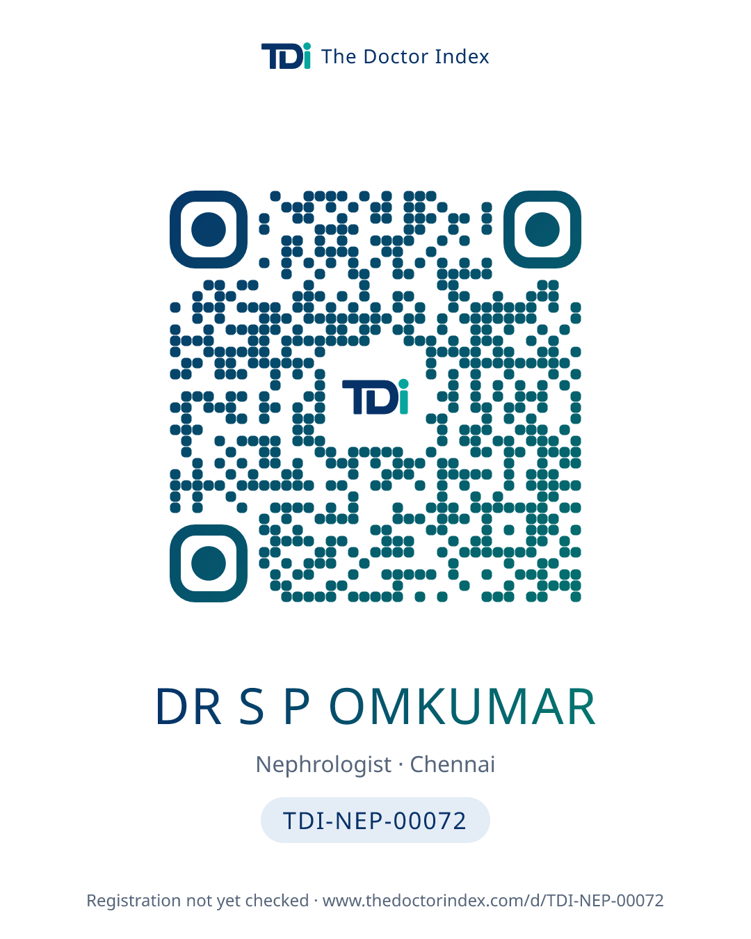 QR card for Dr S P Omkumar, TDI-NEP-00072