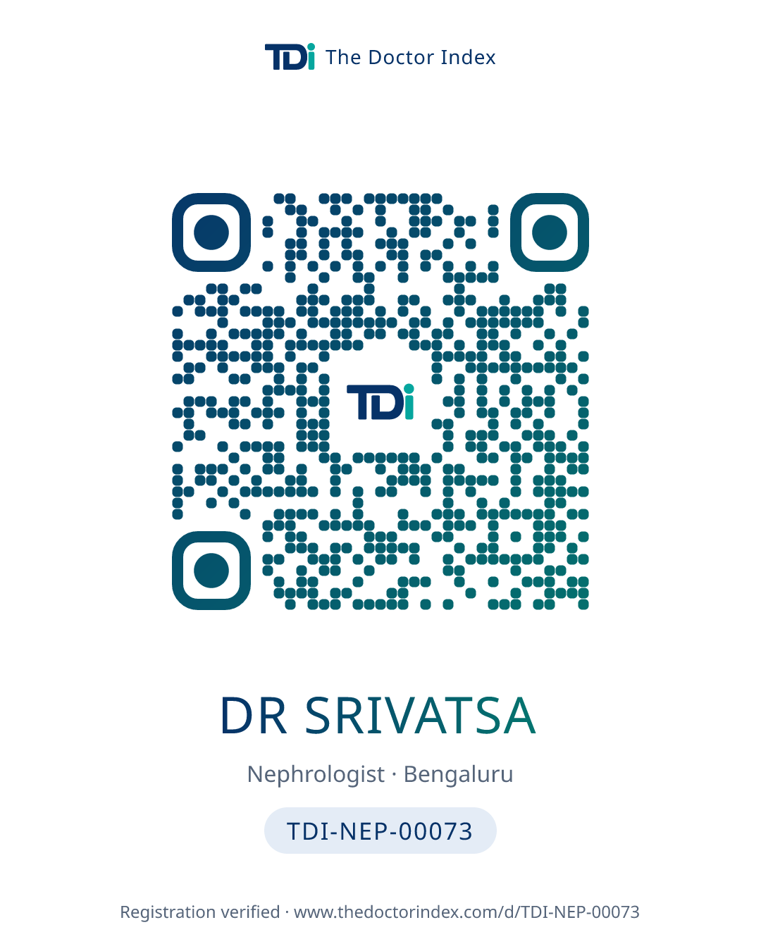QR card for Dr Srivatsa, TDI-NEP-00073
