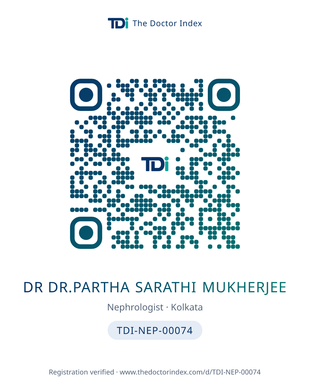 QR card for Dr Dr.partha Sarathi Mukherjee, TDI-NEP-00074