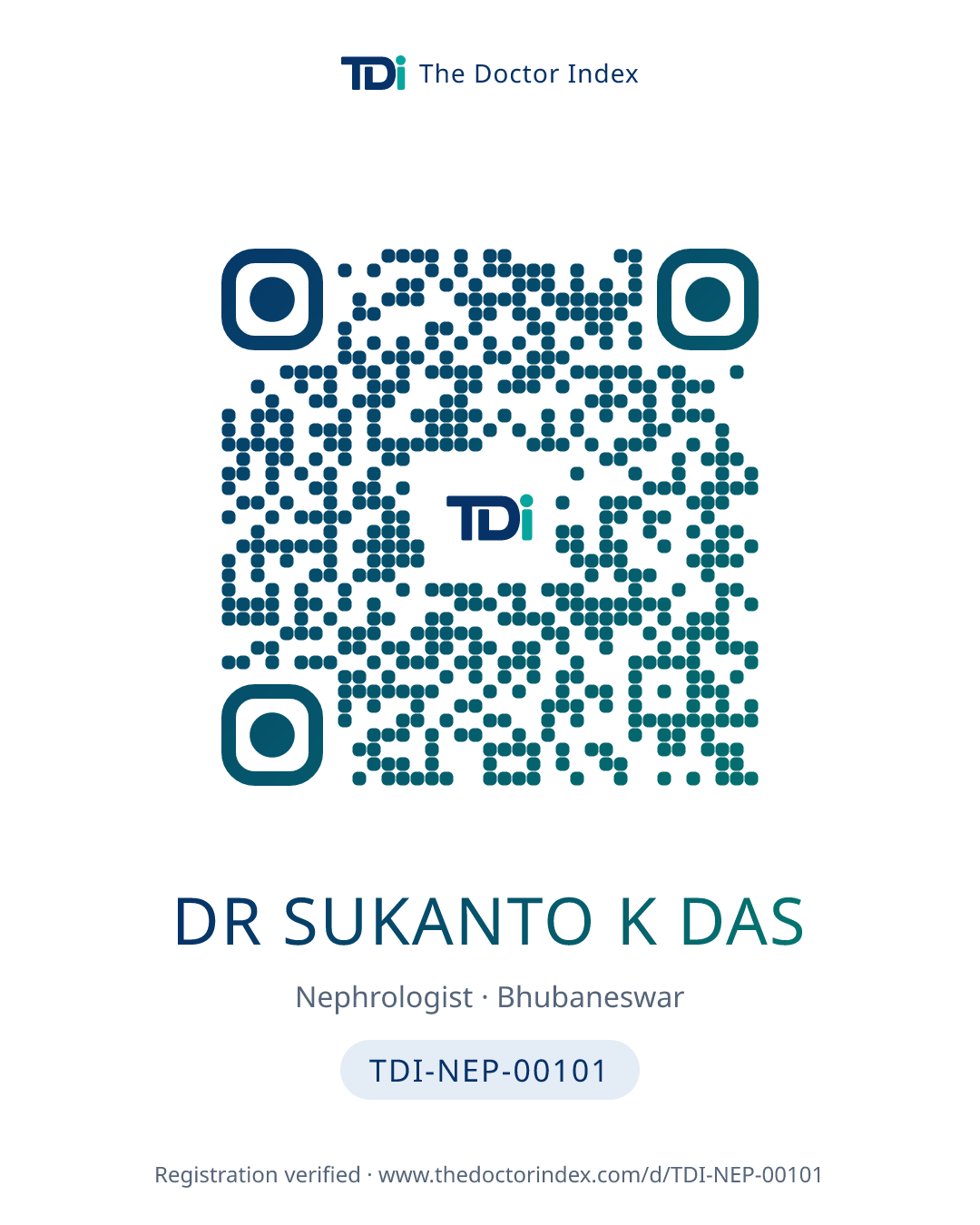 QR card for Dr Sukanto K Das, TDI-NEP-00101
