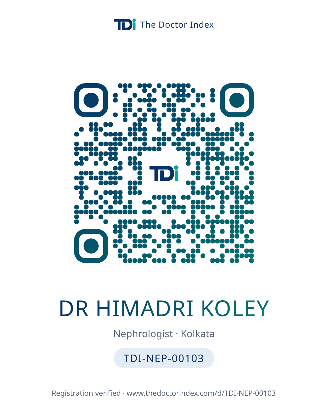QR card for Dr Himadri Koley, TDI-NEP-00103