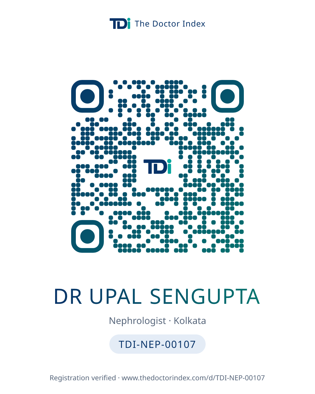 QR card for Dr Upal Sengupta, TDI-NEP-00107
