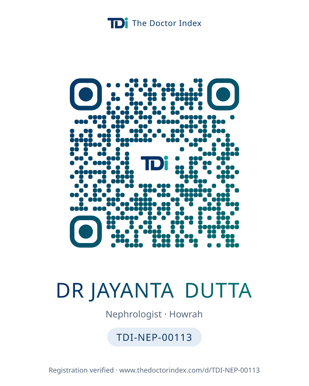 QR card for Dr Jayanta Dutta, TDI-NEP-00113
