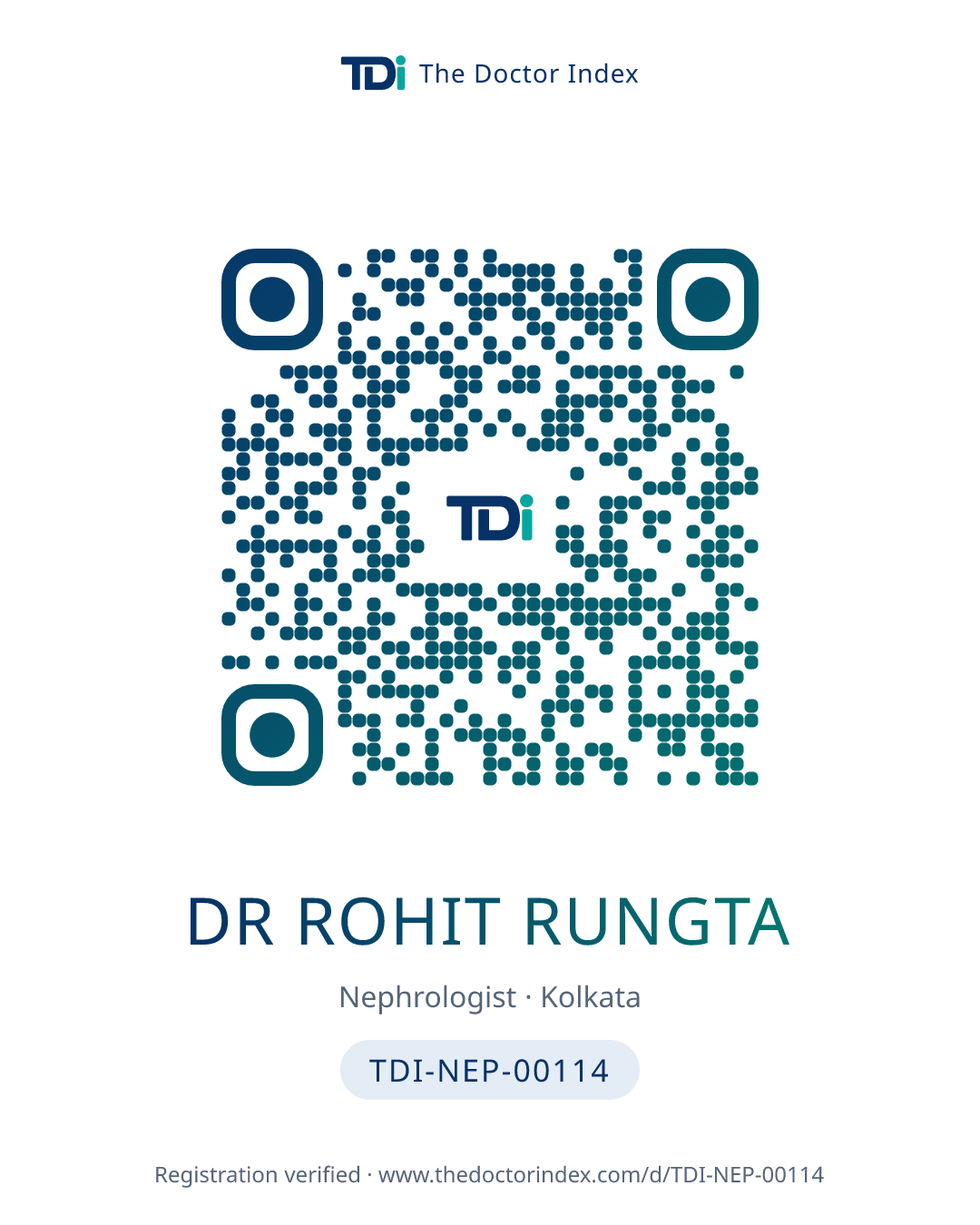 QR card for Dr Rohit Rungta, TDI-NEP-00114