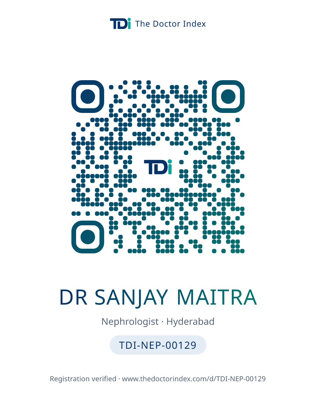 QR card for Dr Sanjay Maitra, TDI-NEP-00129