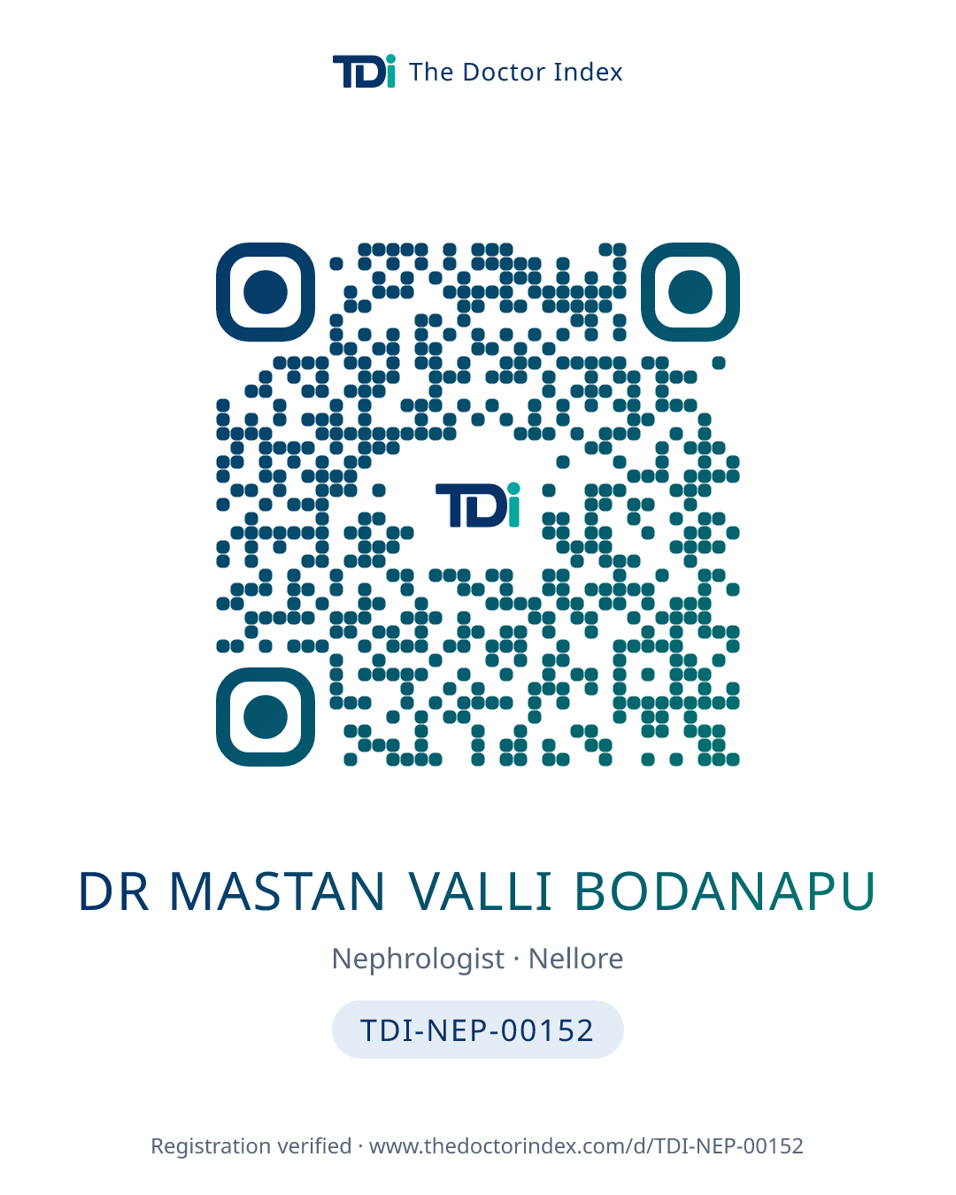 QR card for Dr Mastan Valli Bodanapu, TDI-NEP-00152