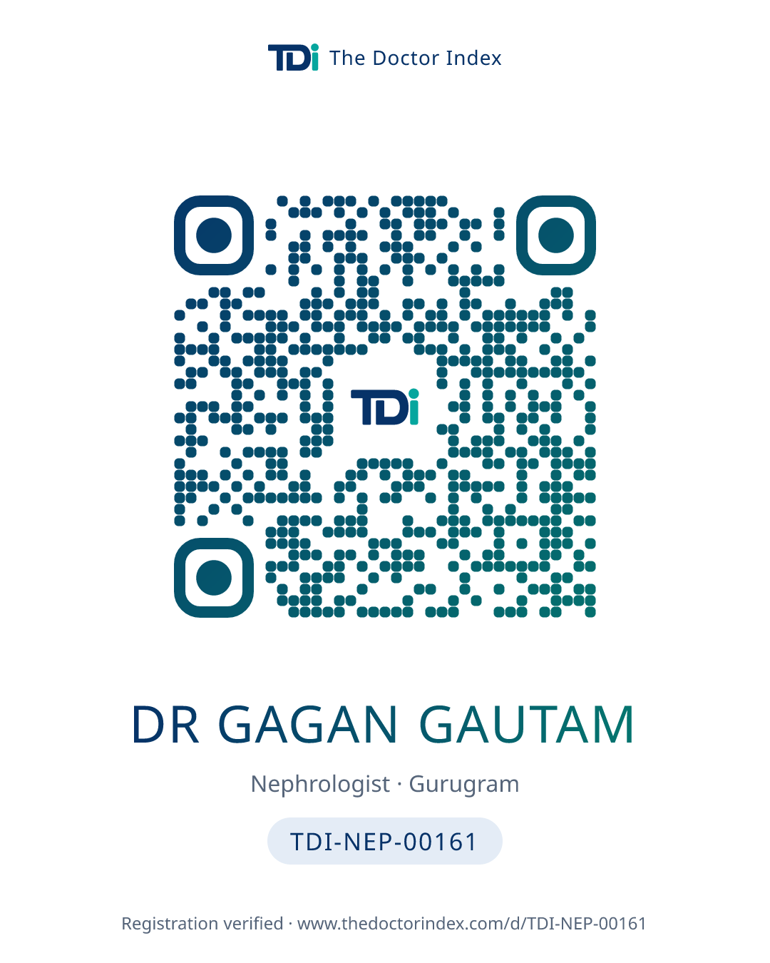QR card for Dr Gagan Gautam, TDI-NEP-00161