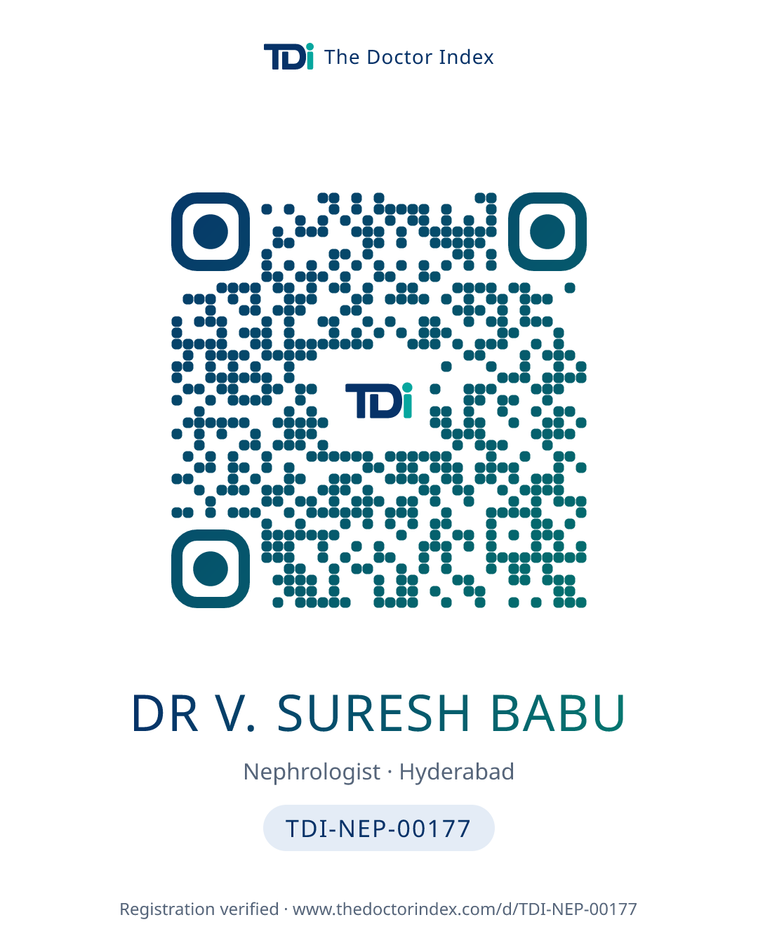 QR card for Dr V. Suresh Babu, TDI-NEP-00177