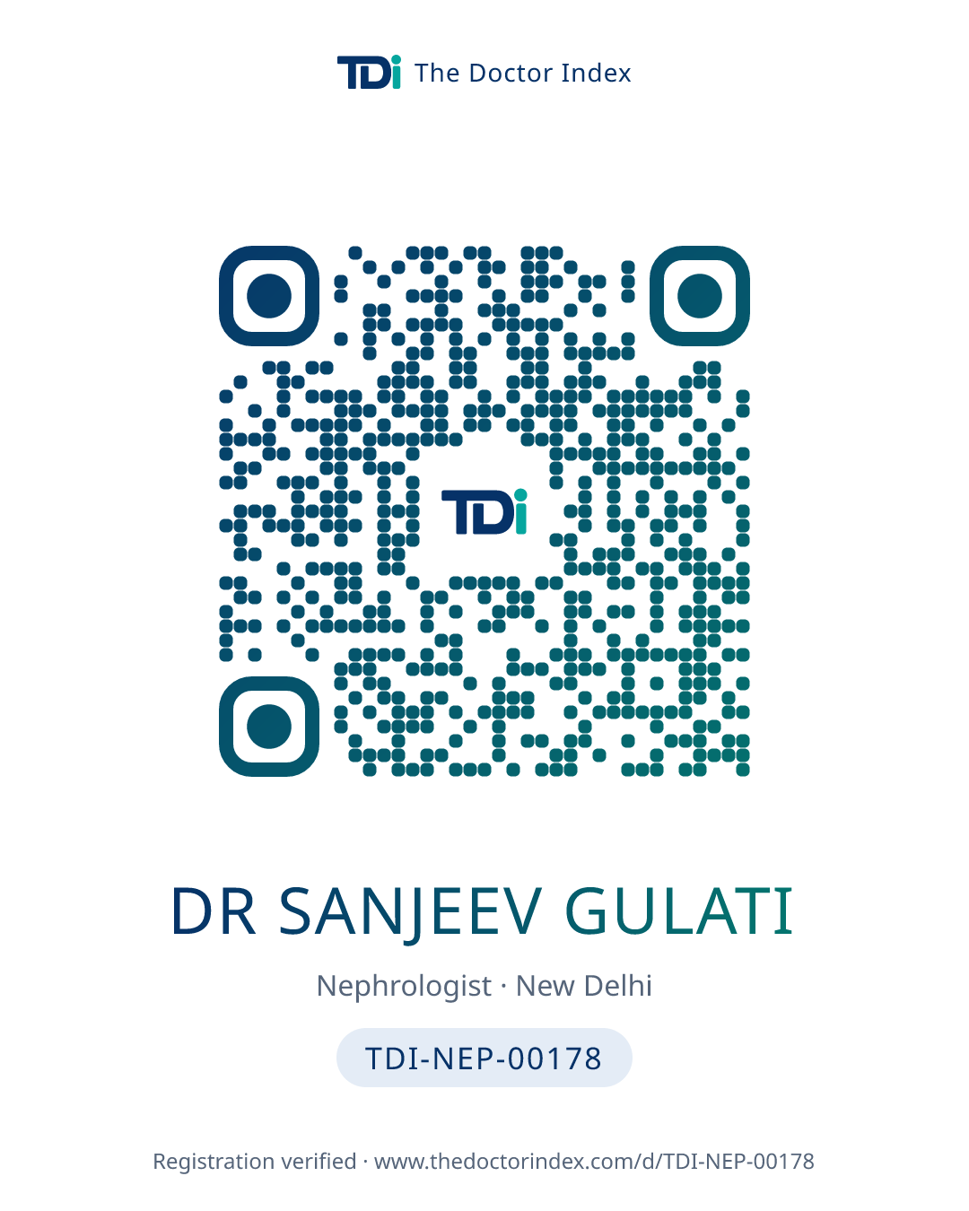 QR card for Dr Sanjeev Gulati, TDI-NEP-00178